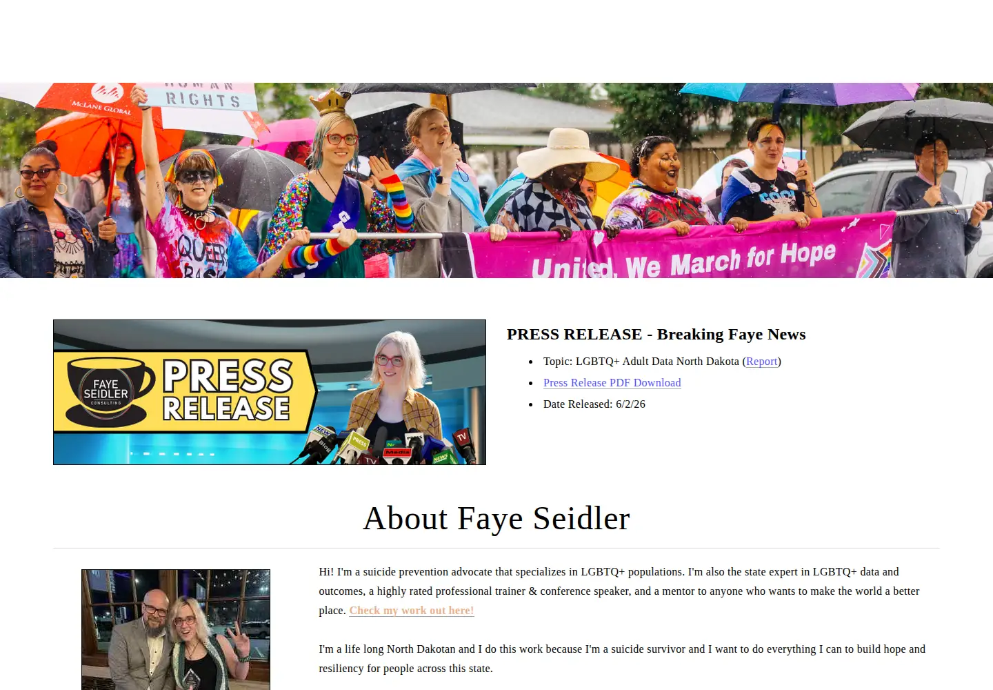 Captured homepage of fayeseidlerconsulting.com in the current scan