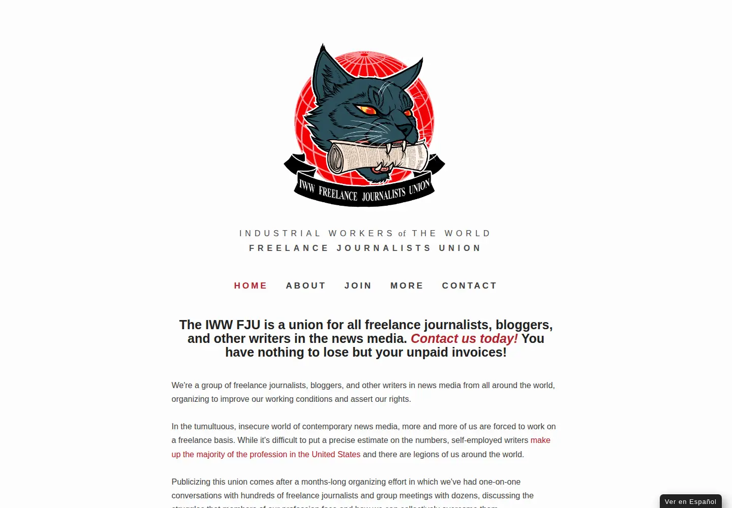 Screenshot of freelancejournalistsunion.org