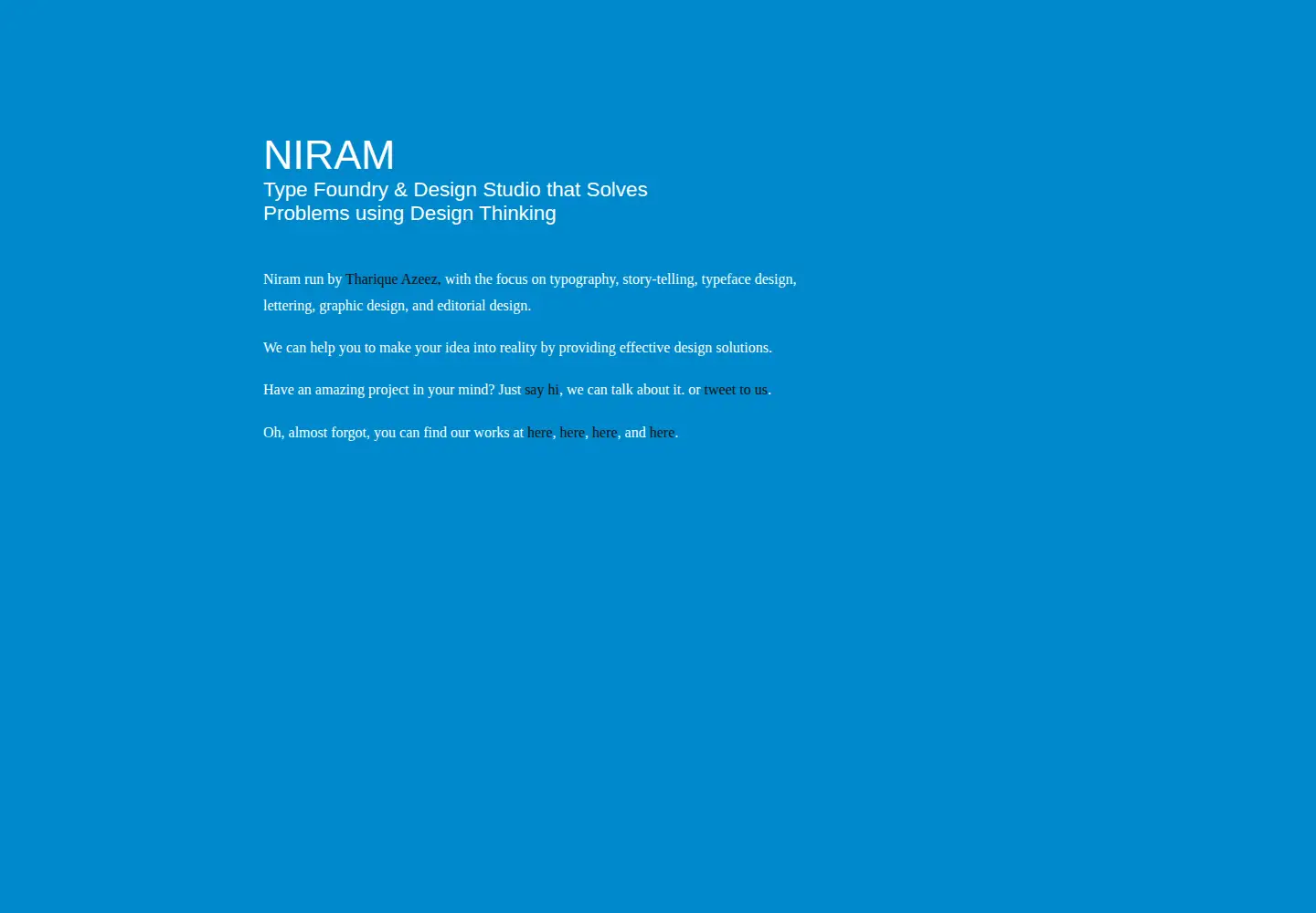 Captured homepage of niram.org in the current scan