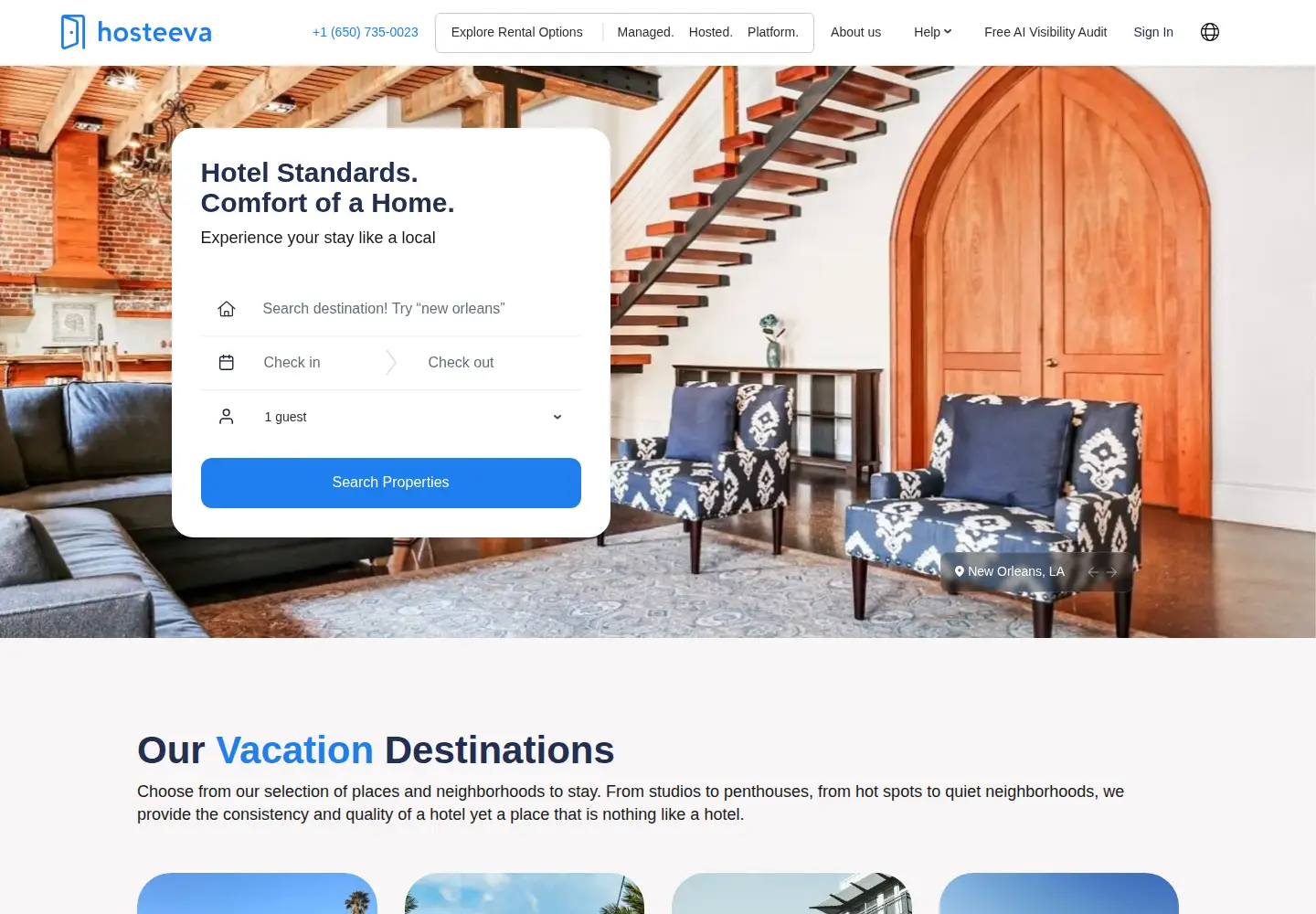 Screenshot of hosteeva.com