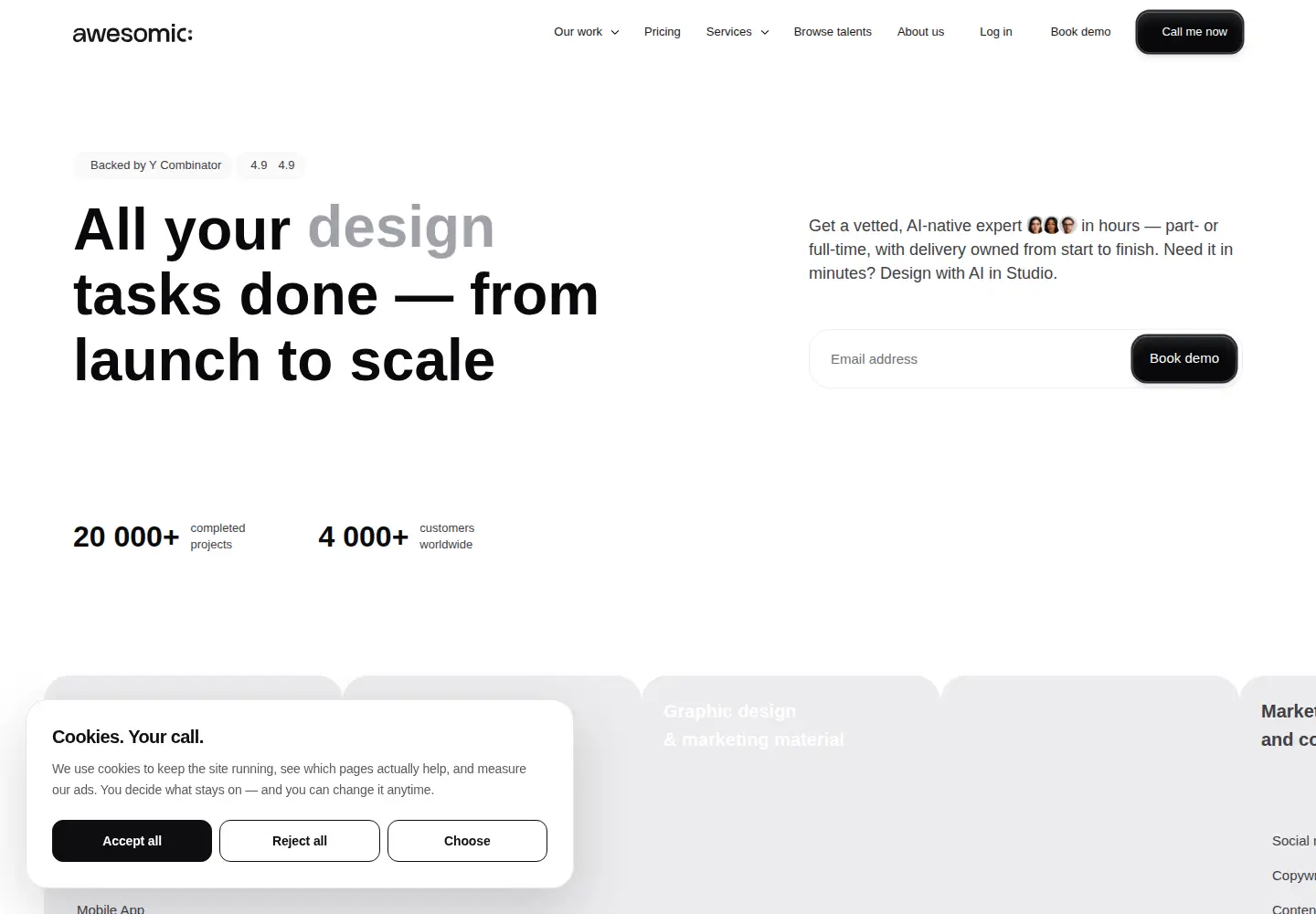 Captured homepage of awesomic.io in the current scan