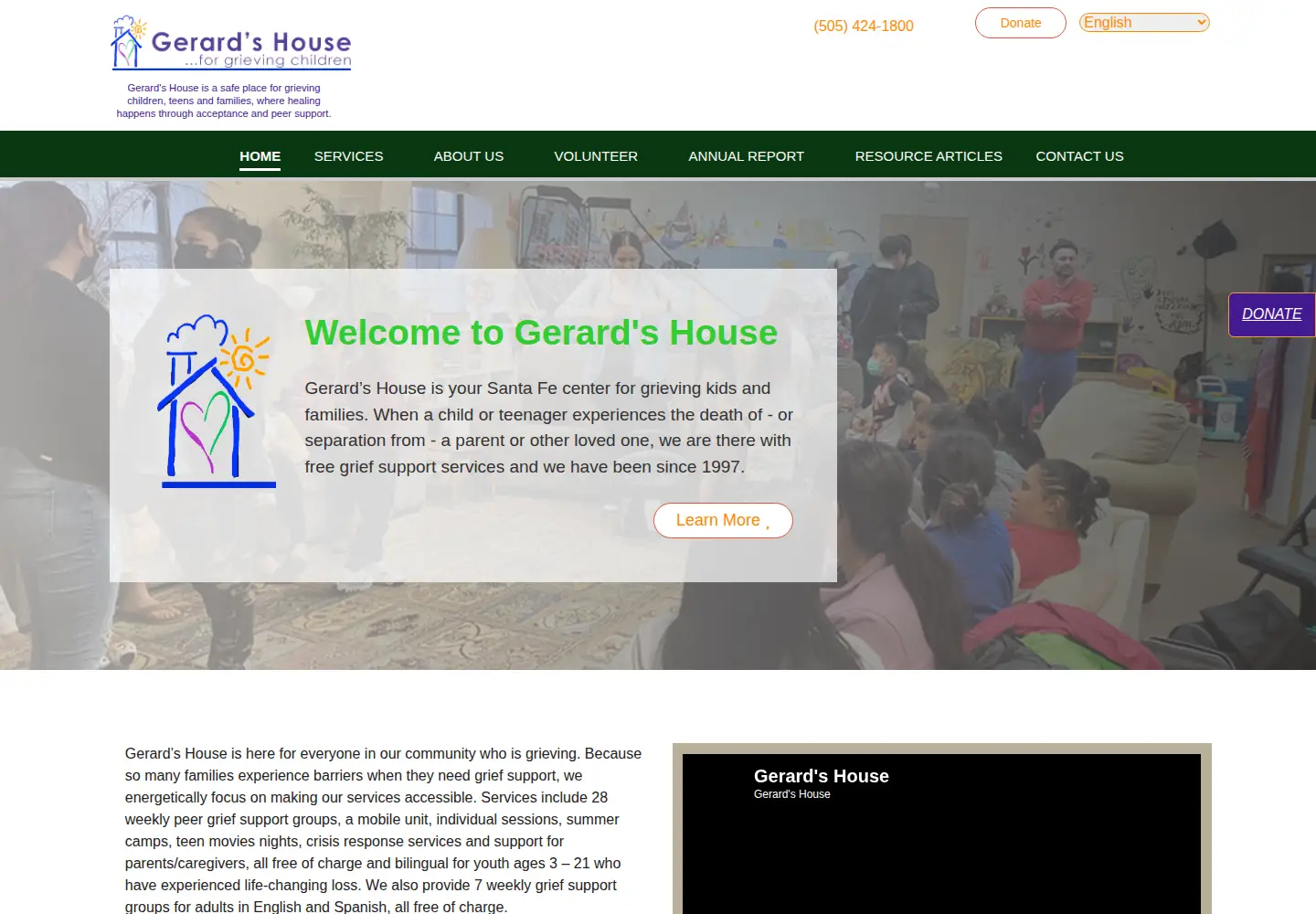 Captured homepage of gerardshouse.org in the current scan