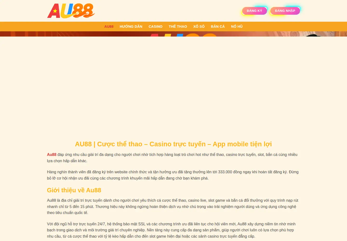 Captured homepage of au88.london in the current scan