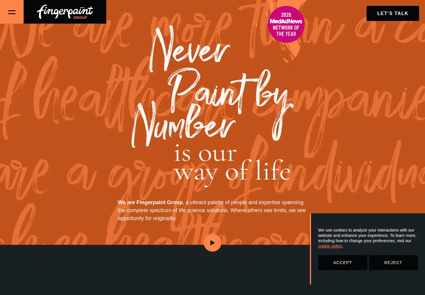 Captured homepage of fingerpaint.com in the current scan