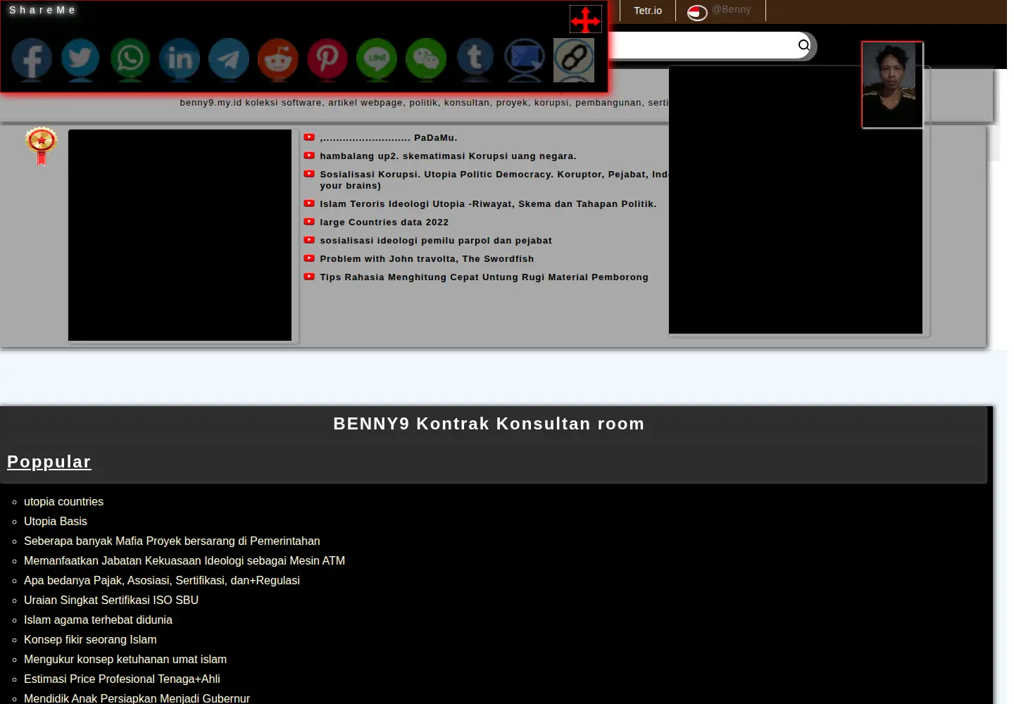 Captured homepage of benny9.my.id in the current scan