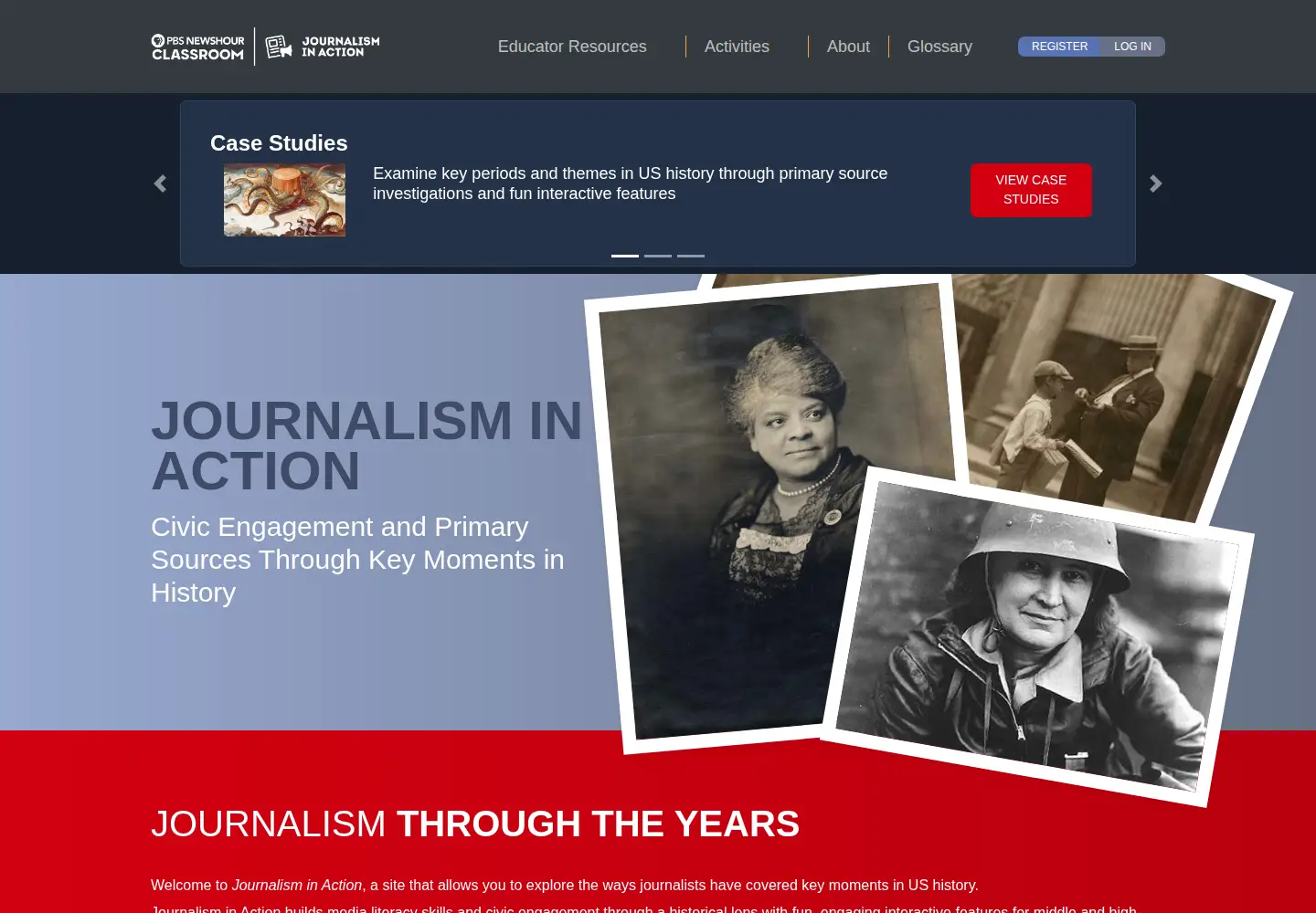 Captured homepage of journalisminaction.org in the current scan