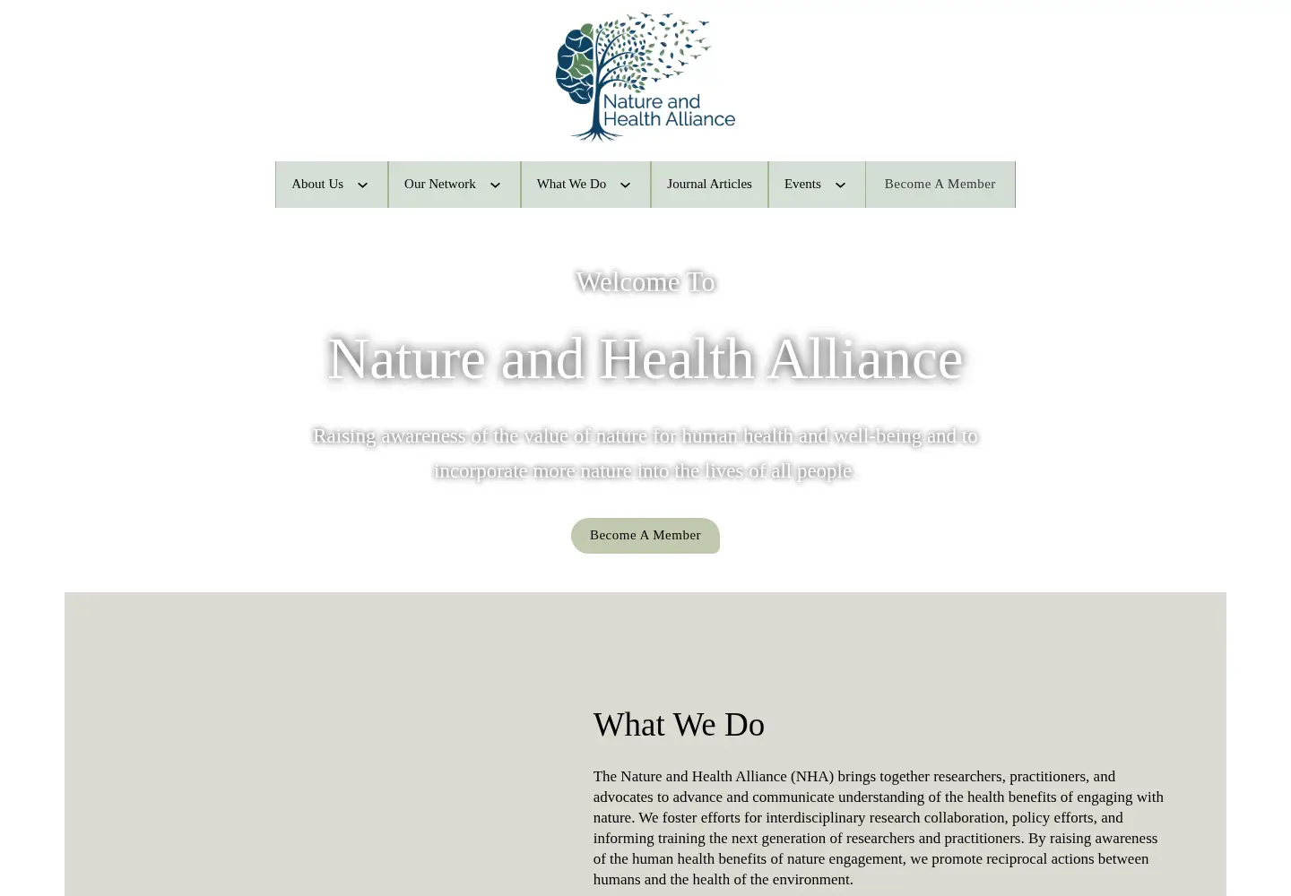 Screenshot of natureandhealthalliance.org