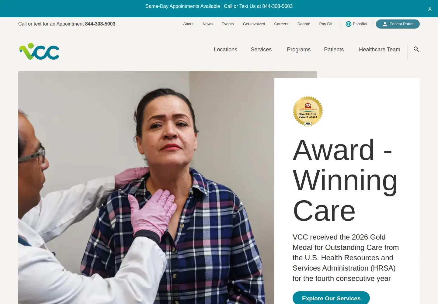 Screenshot of vistacommunityclinic.org