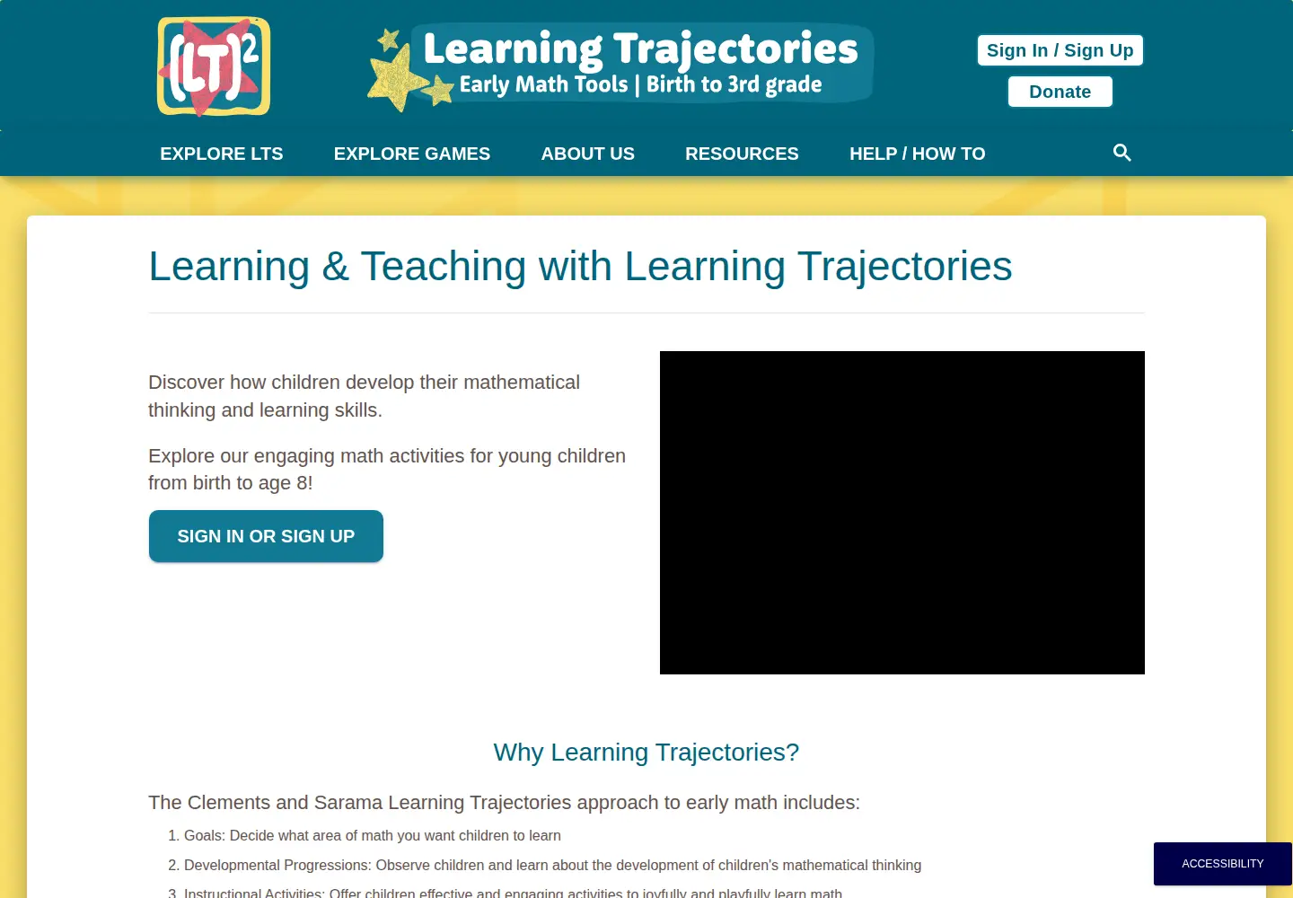 Captured homepage of learningtrajectories.org in the current scan