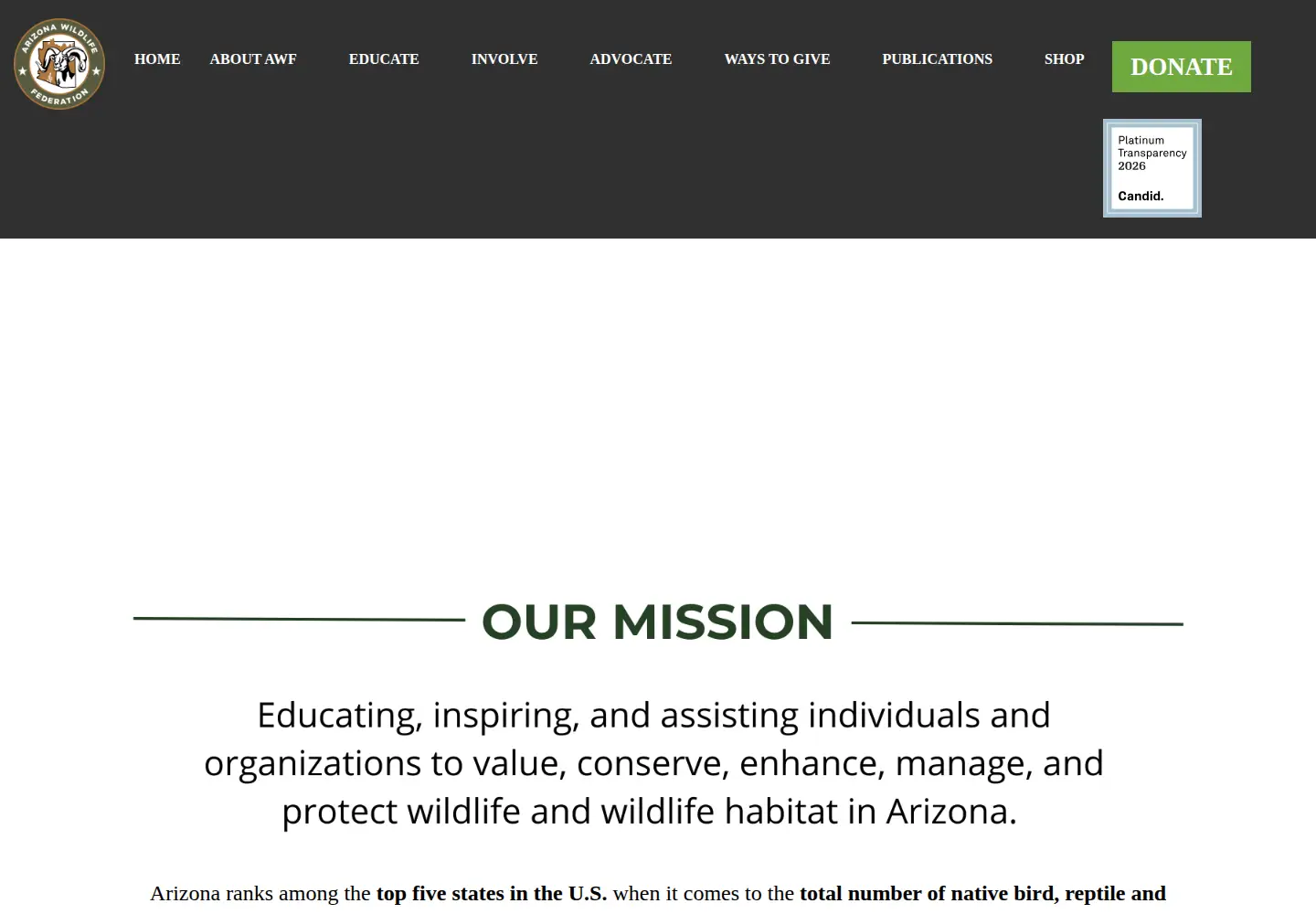 Screenshot of azwildlife.org