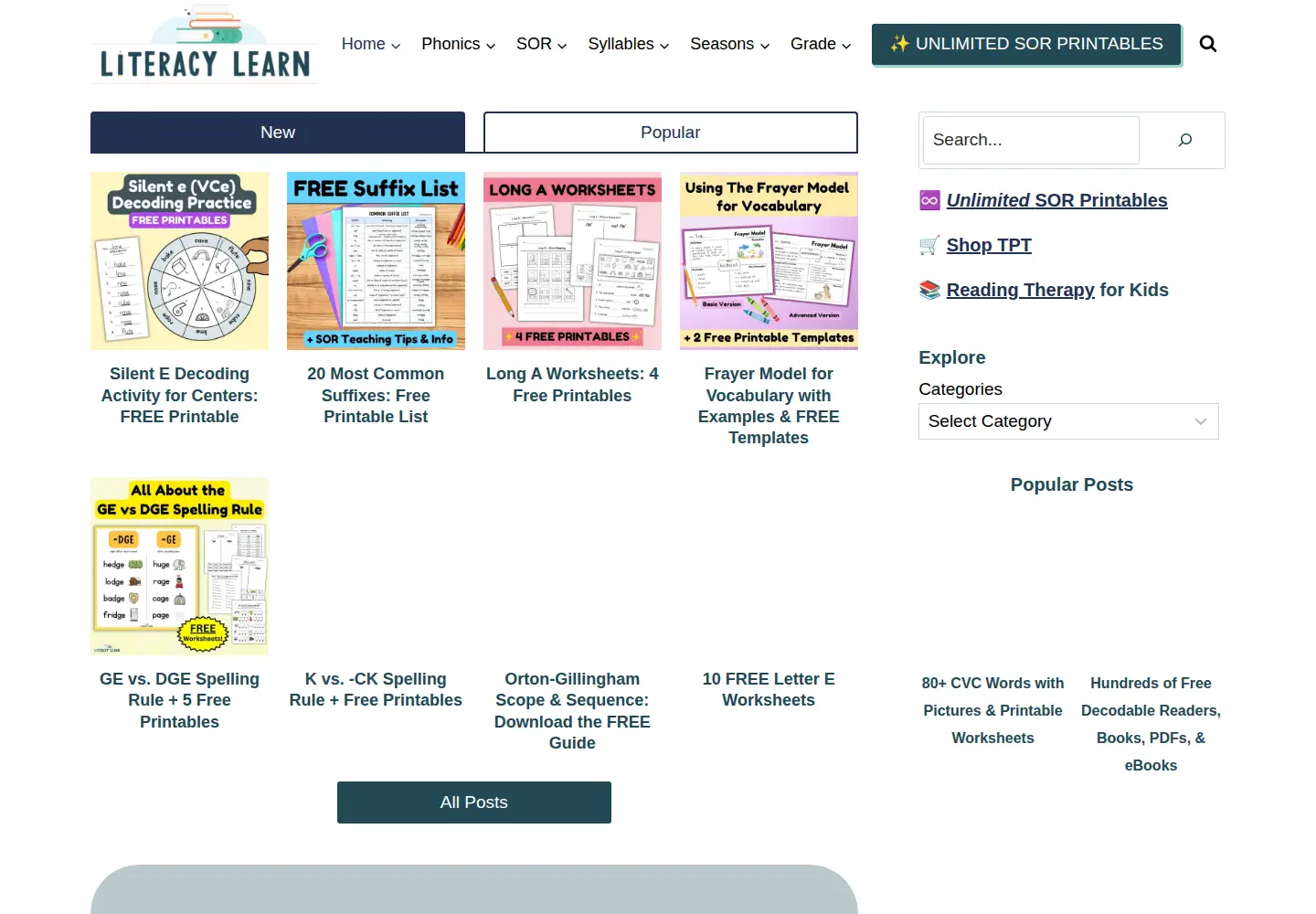 Captured homepage of literacylearn.com in the current scan