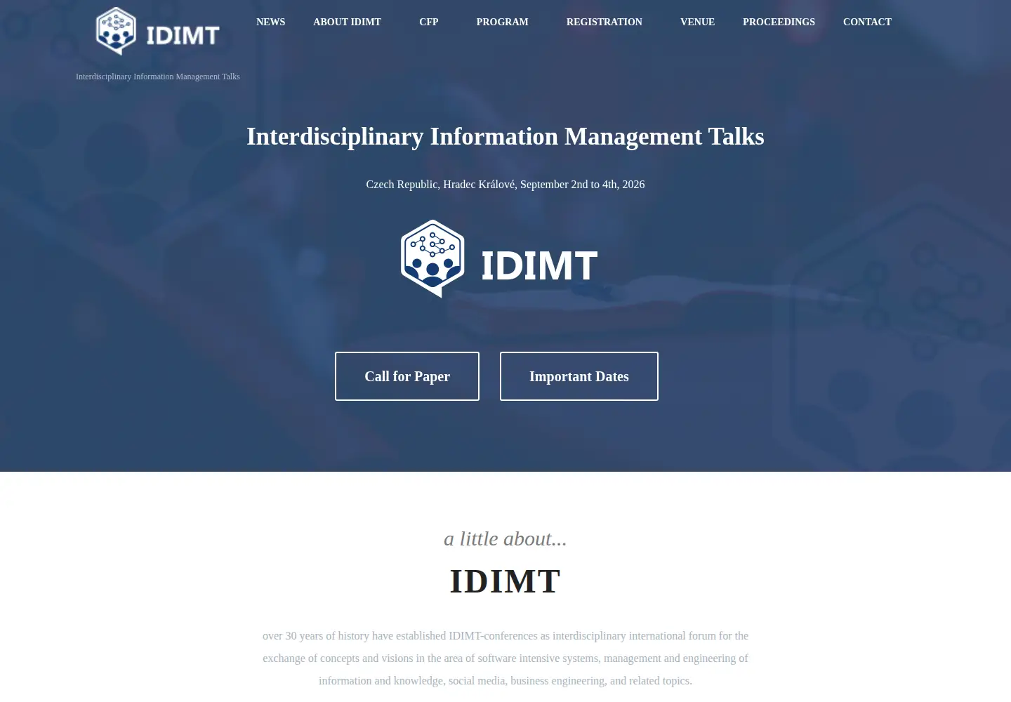 Captured homepage of idimt.org in the current scan
