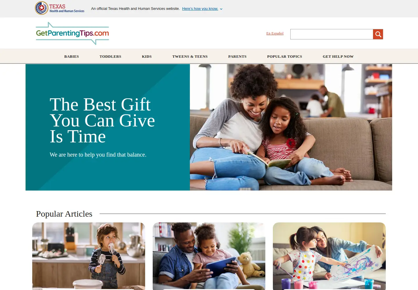 Screenshot of getparentingtips.com