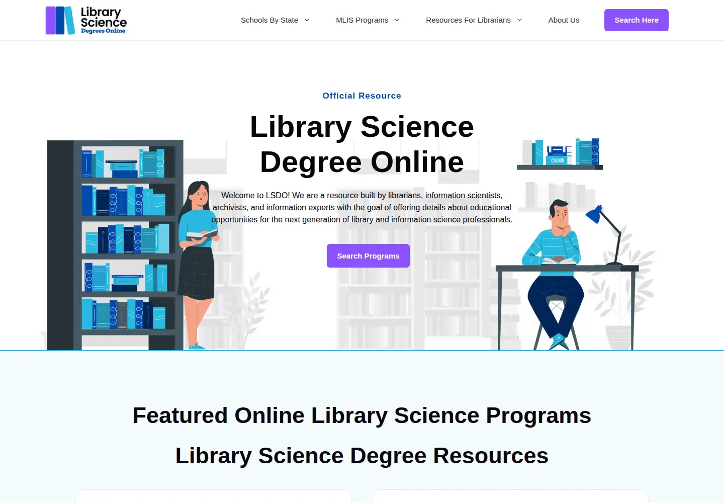 Screenshot of librarysciencedegreesonline.org