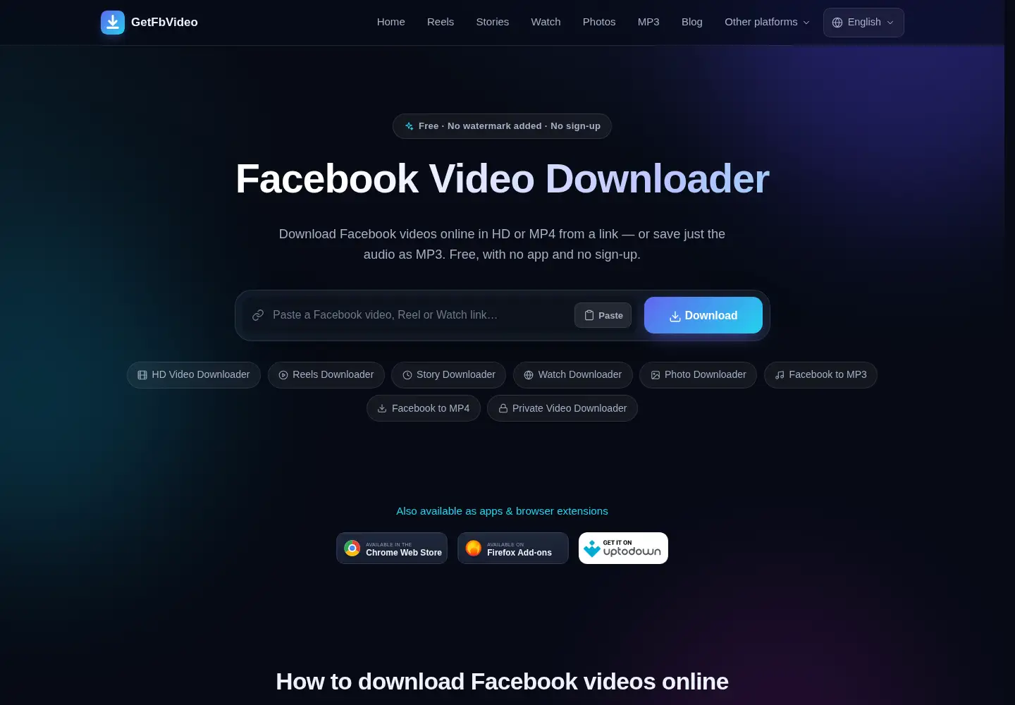 Screenshot of getfbvideo.pro