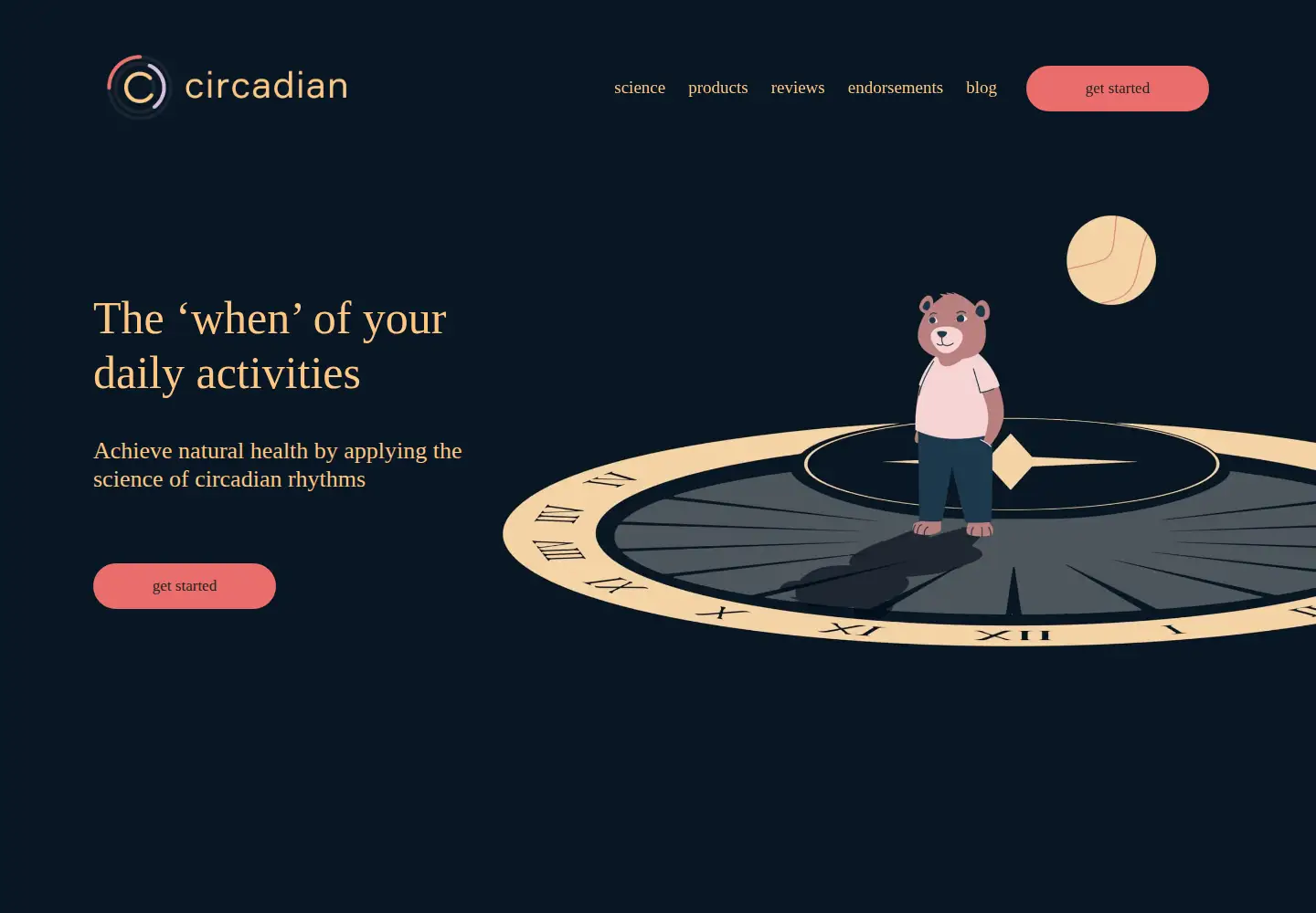 Captured homepage of circadian.life in the current scan