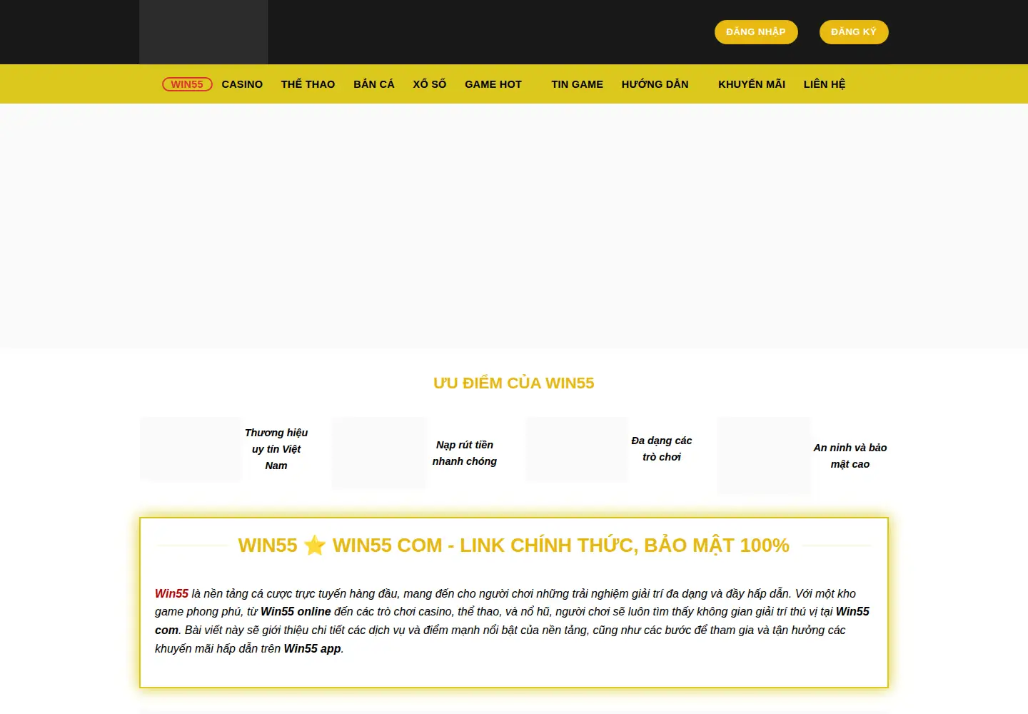 Captured homepage of win55.beer in the current scan