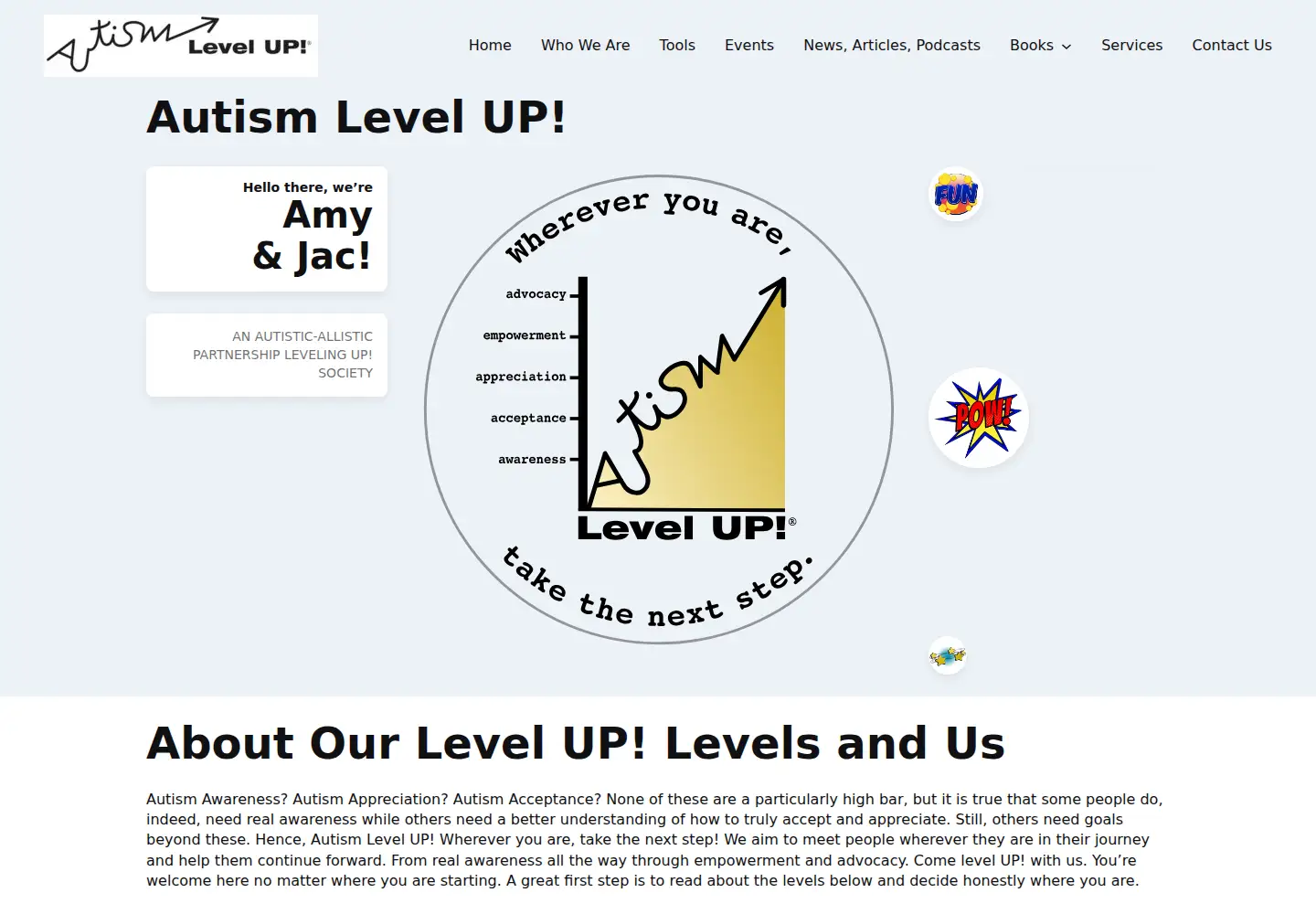Captured homepage of autismlevelup.com in the current scan