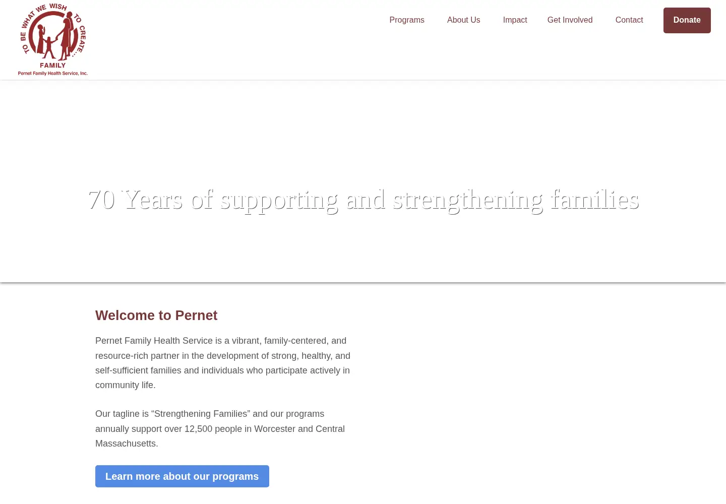 Captured homepage of pernetfamilyhealth.org in the current scan