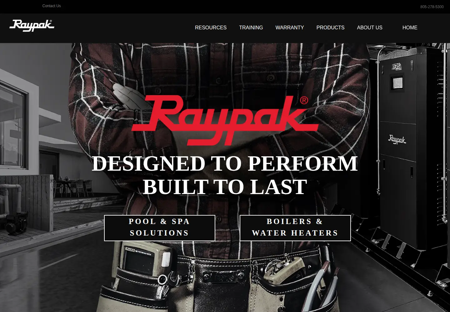 Screenshot of raypak.com