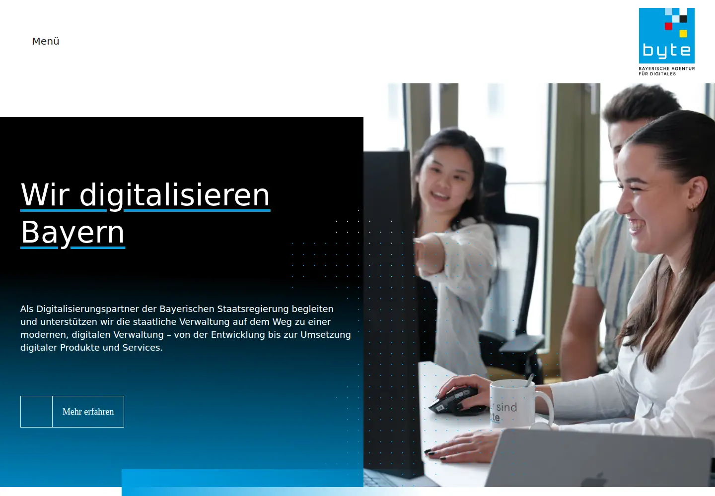 Captured homepage of byte.bayern in the current scan