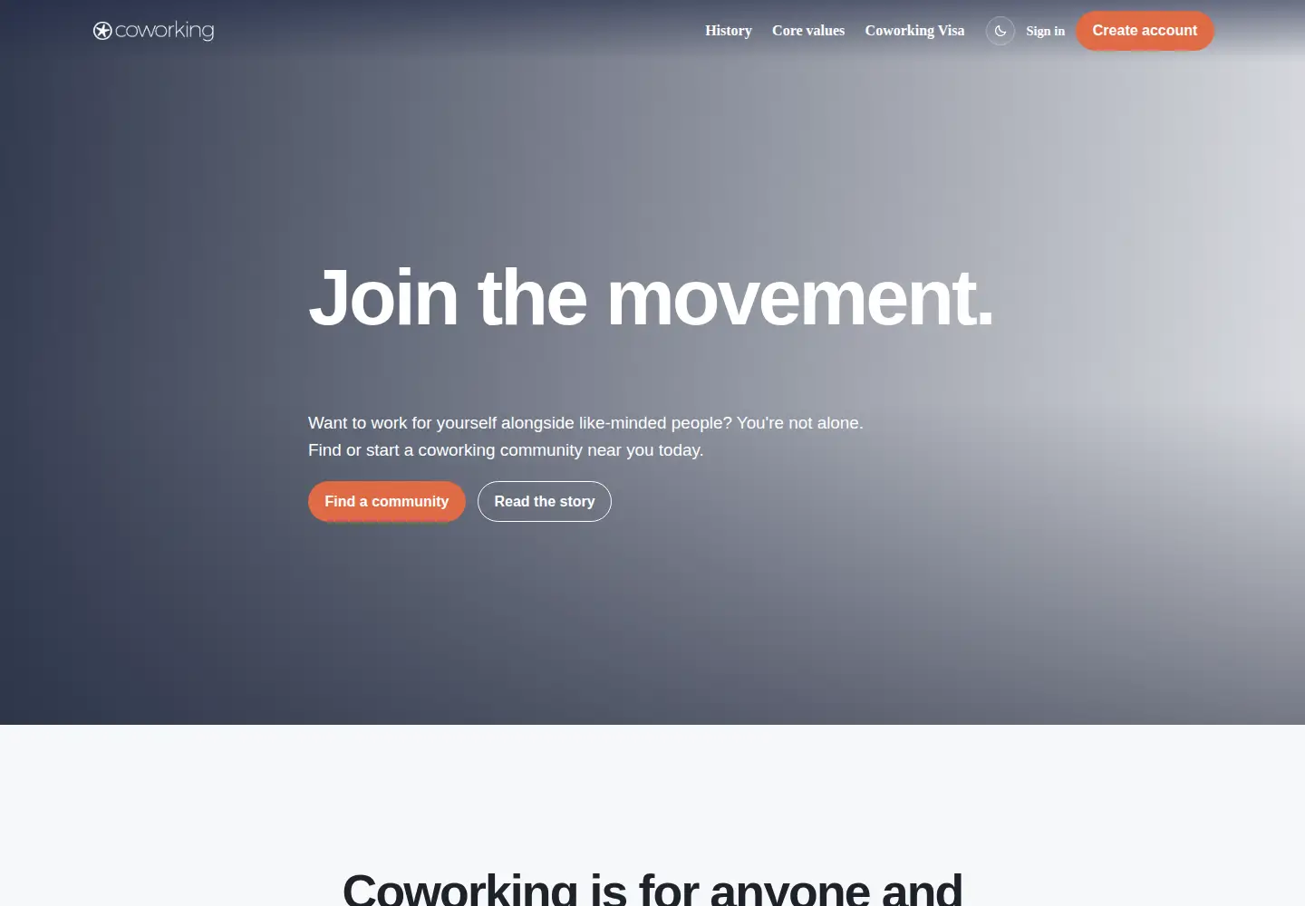 Captured homepage of coworking.com in the current scan