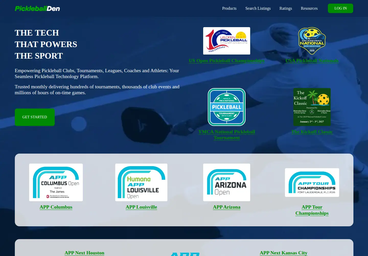 Captured homepage of pickleballden.com in the current scan