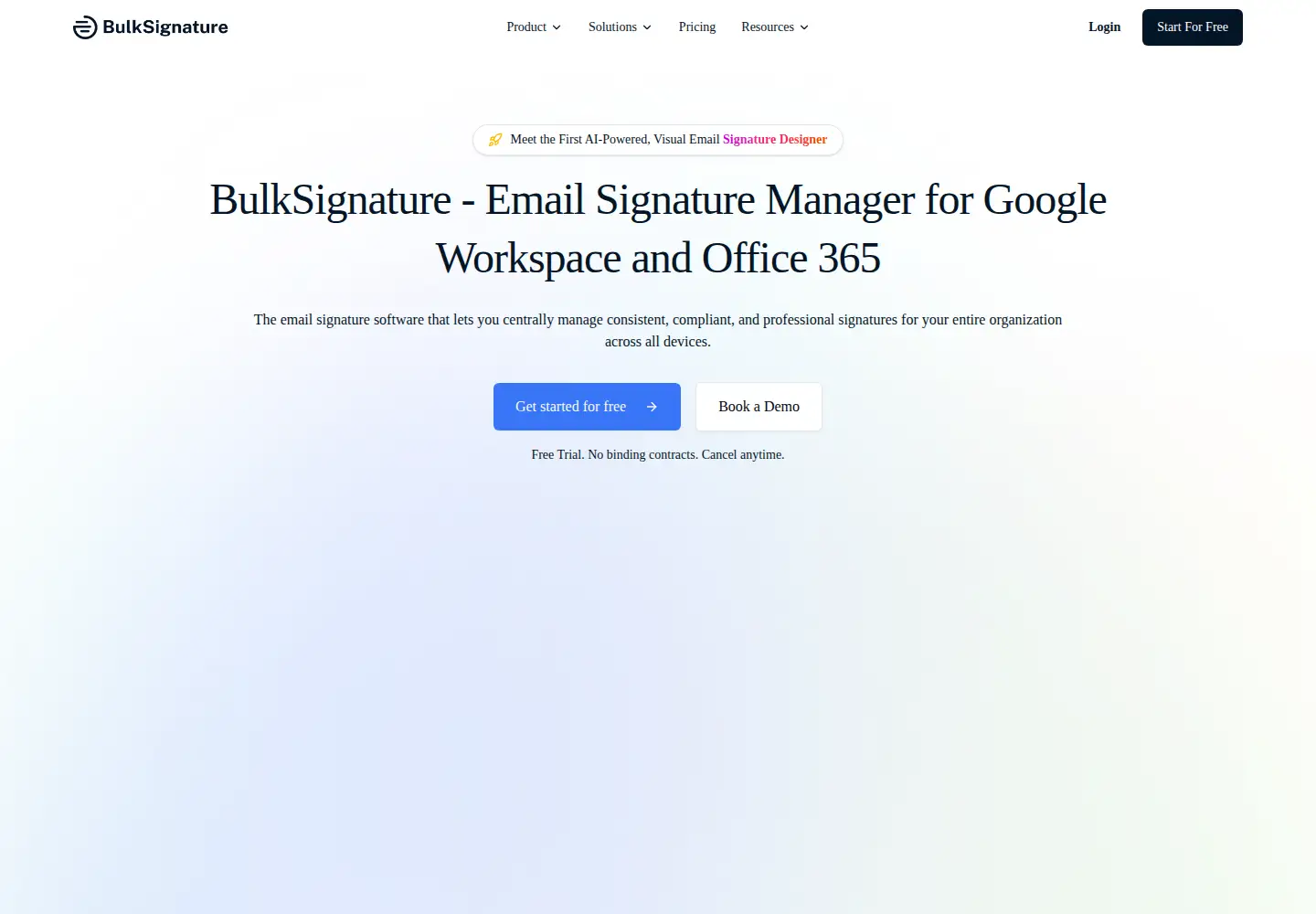 Captured homepage of bulksignature.com in the current scan