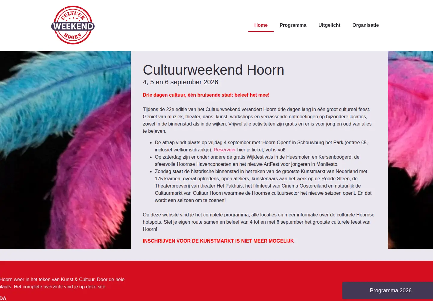 Captured homepage of cultuurweekendhoorn.nl in the current scan
