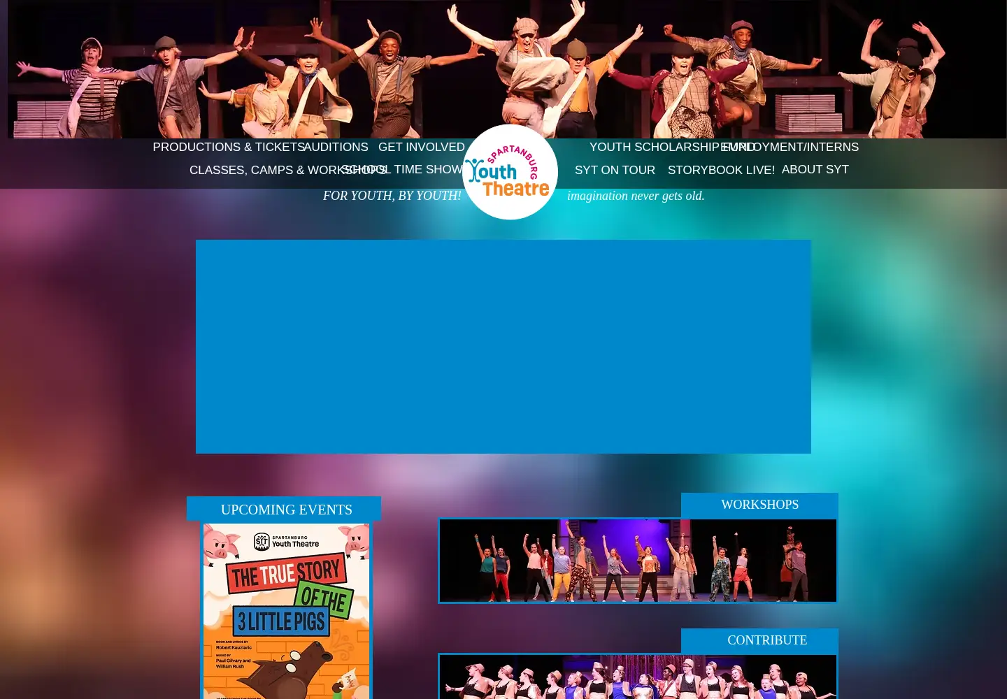 Captured homepage of spartanburgyouththeatre.com in the current scan