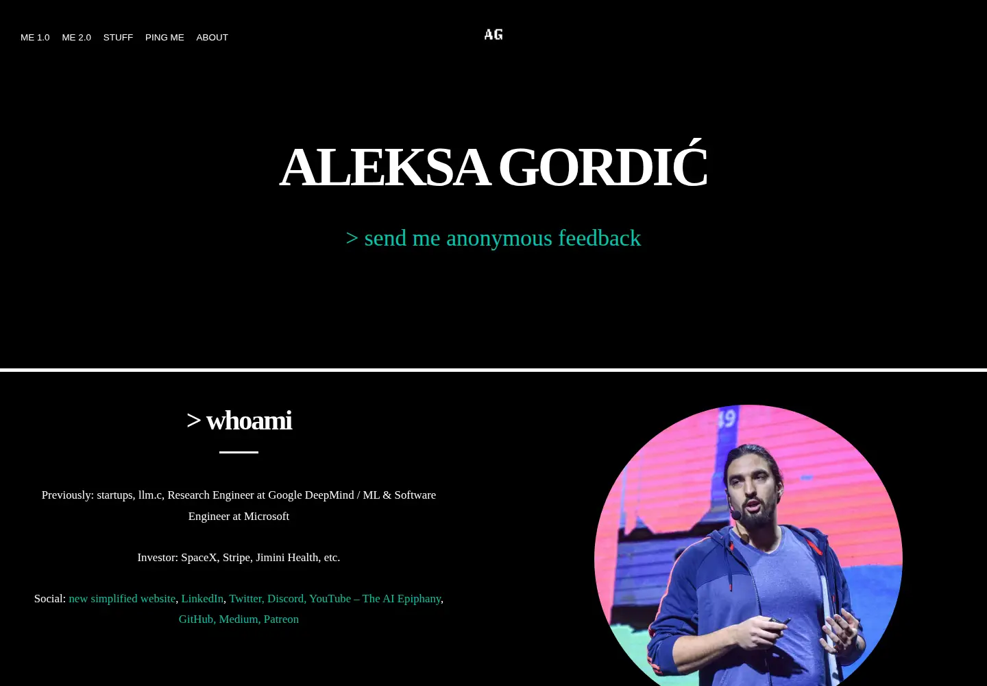 Captured homepage of gordicaleksa.com in the current scan
