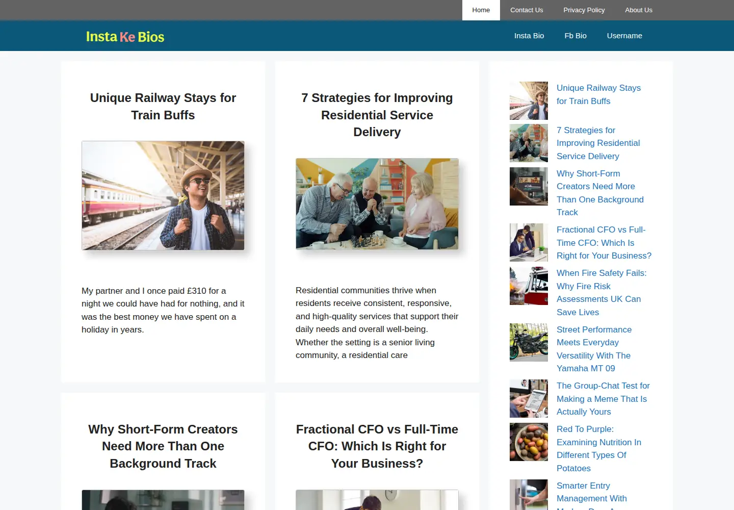 Screenshot of instakebios.com