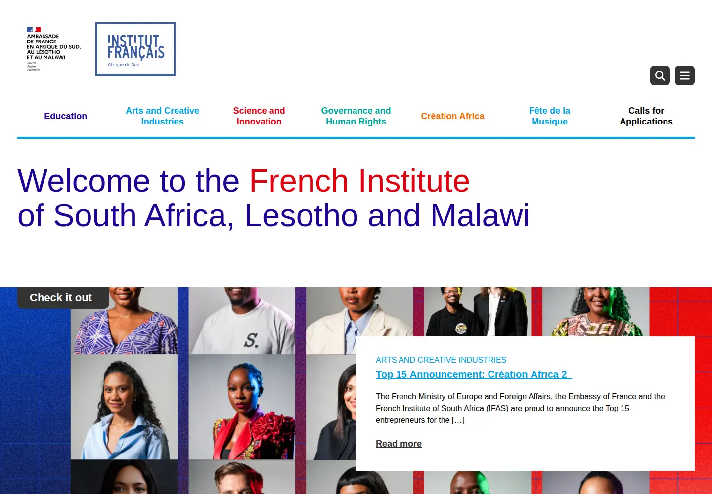 Screenshot of frenchinstitute.org.za