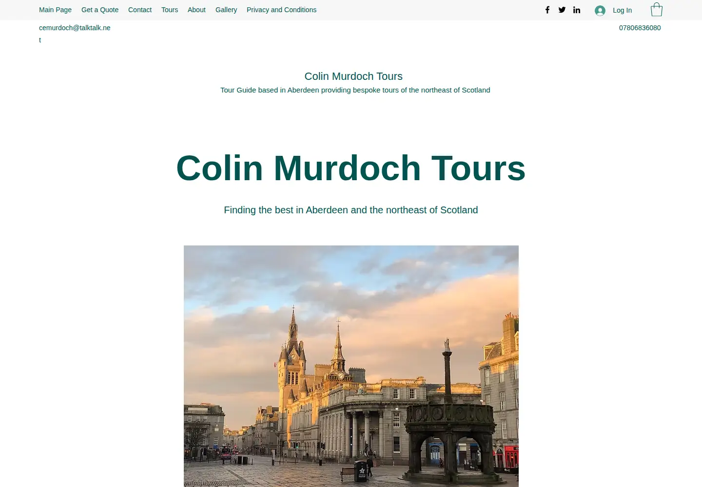 Captured homepage of colinmurdochtours.com in the current scan