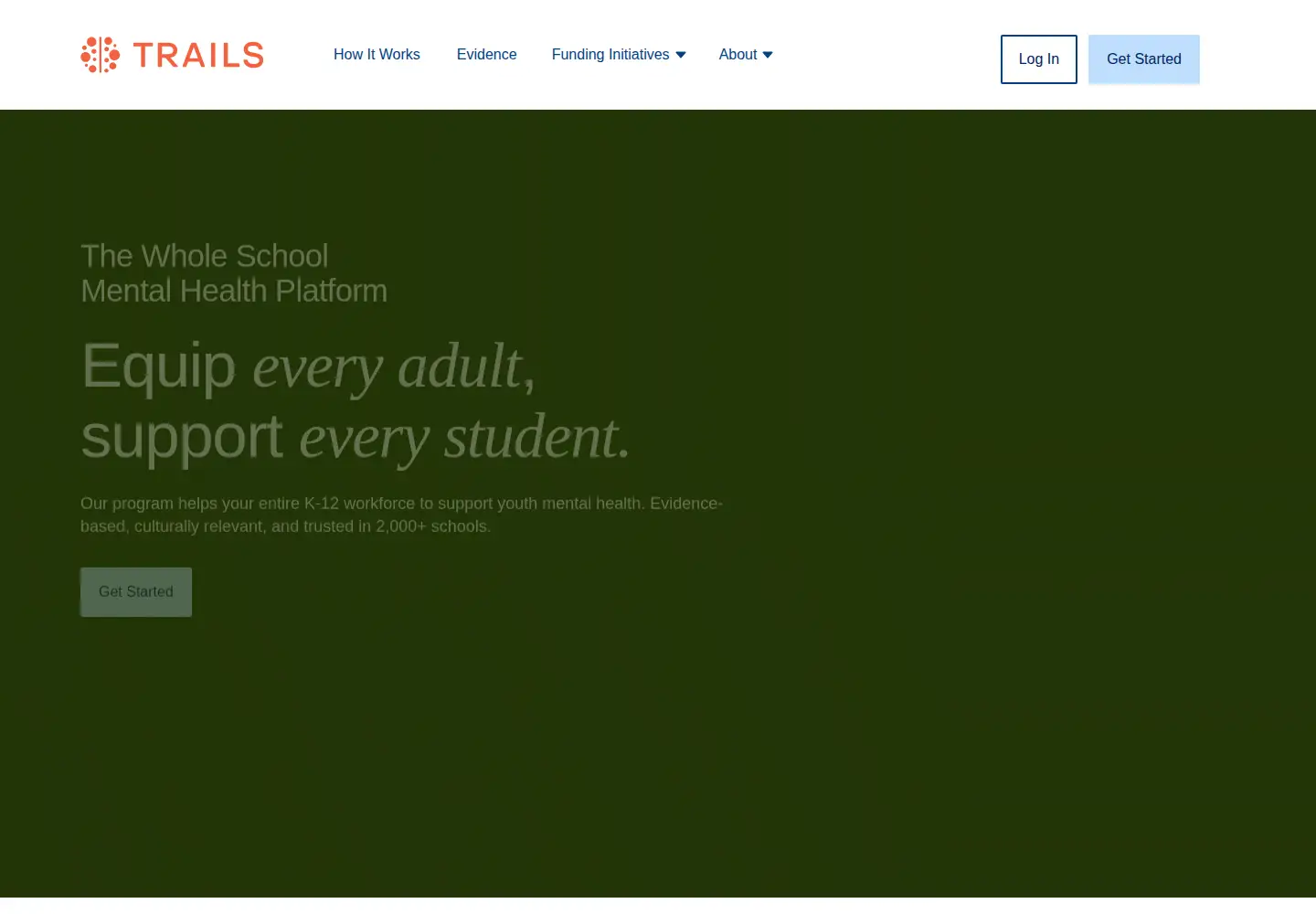 Captured homepage of trailstowellness.org in the current scan