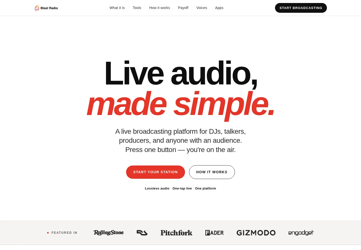 Captured homepage of blastradio.com in the current scan
