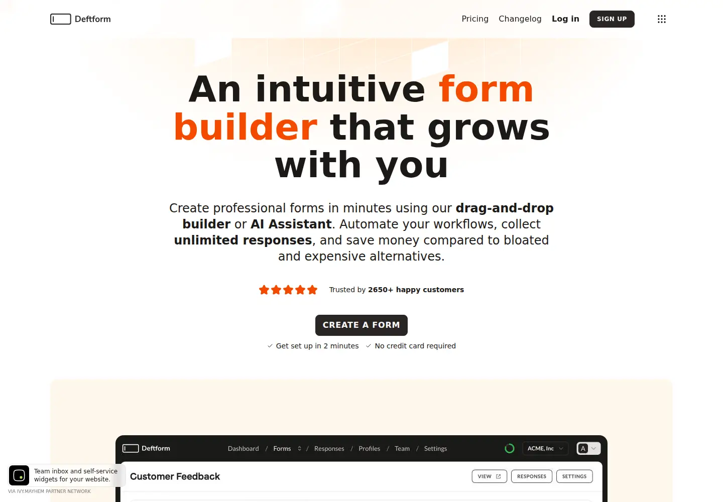 Screenshot of deftform.com