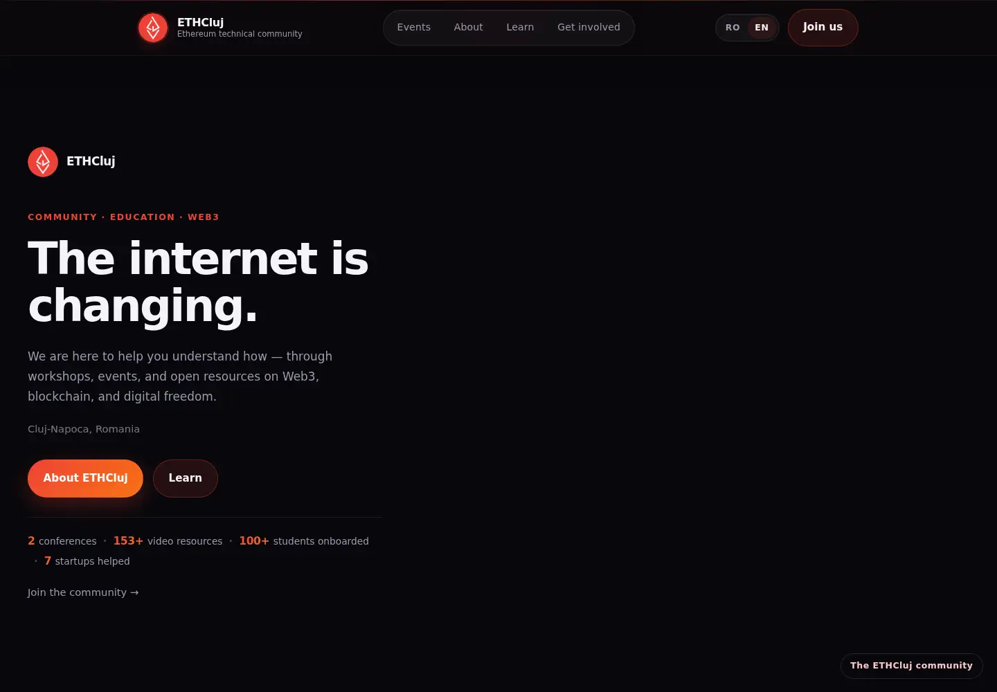 Screenshot of ethcluj.org