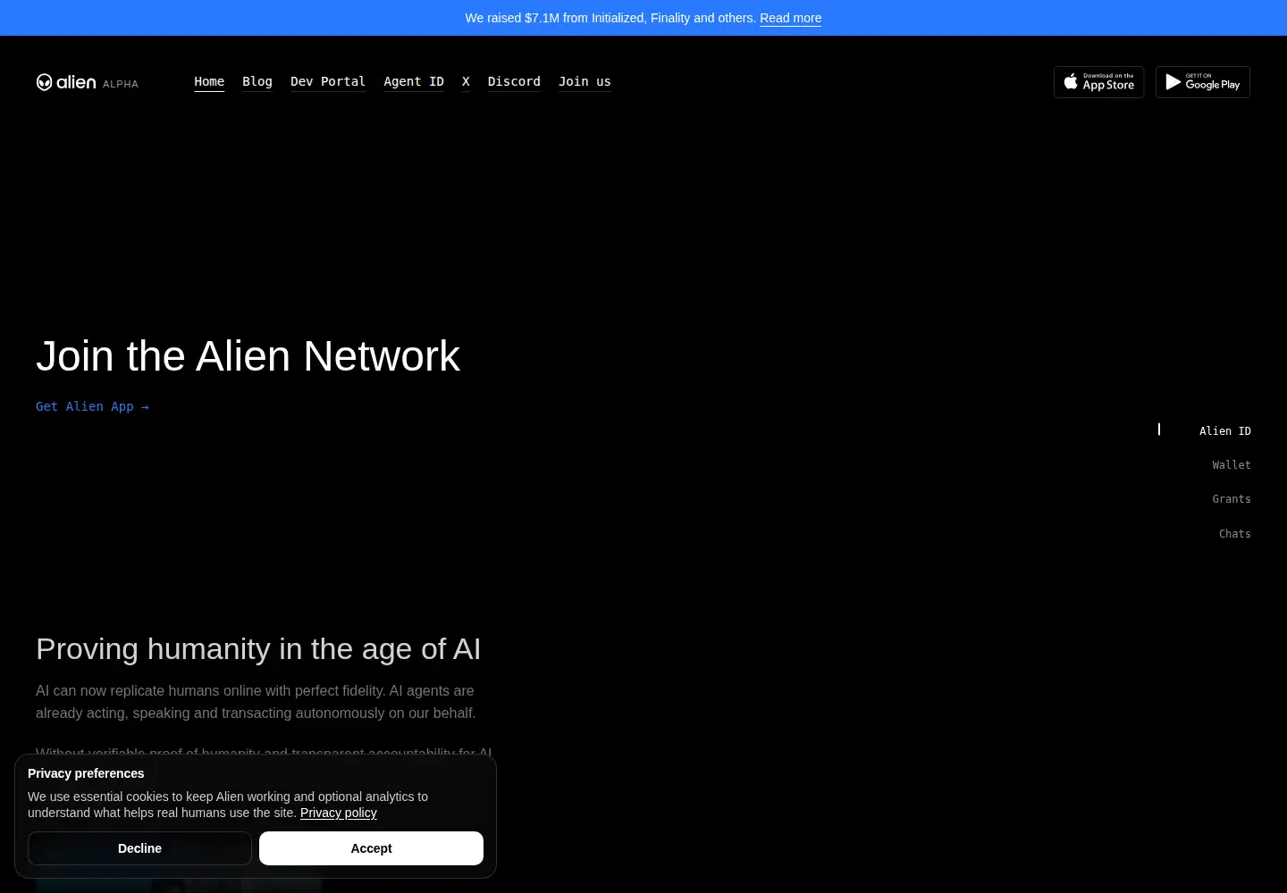 Screenshot of alien.org