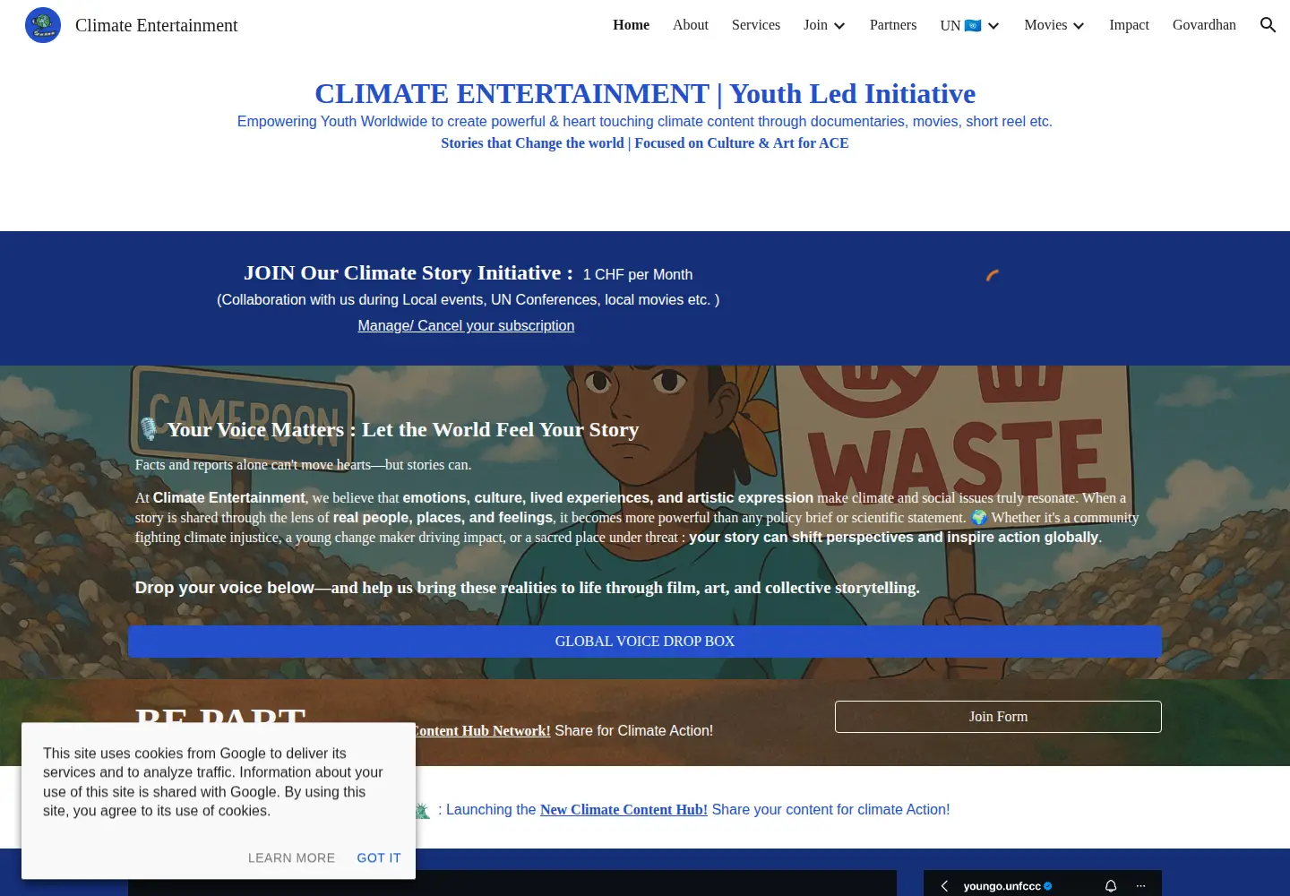 Captured homepage of climateentertainment.com in the current scan