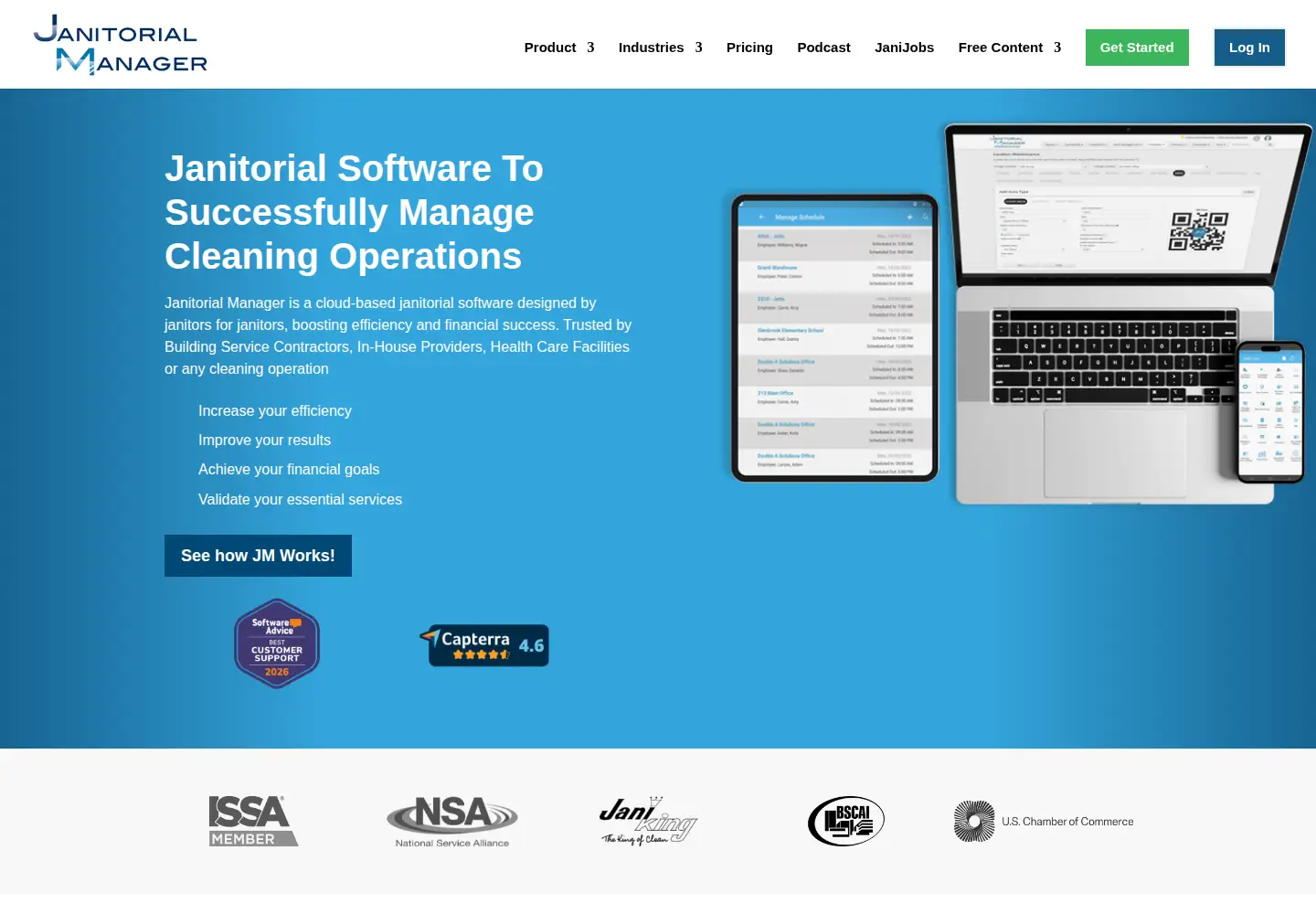 Captured homepage of janitorialmanager.com in the current scan