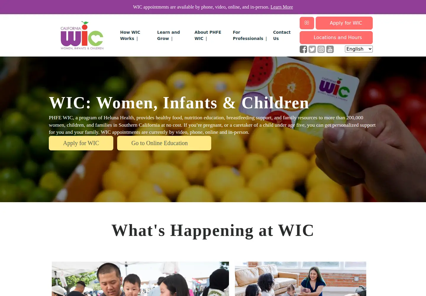 Captured homepage of phfewic.org in the current scan