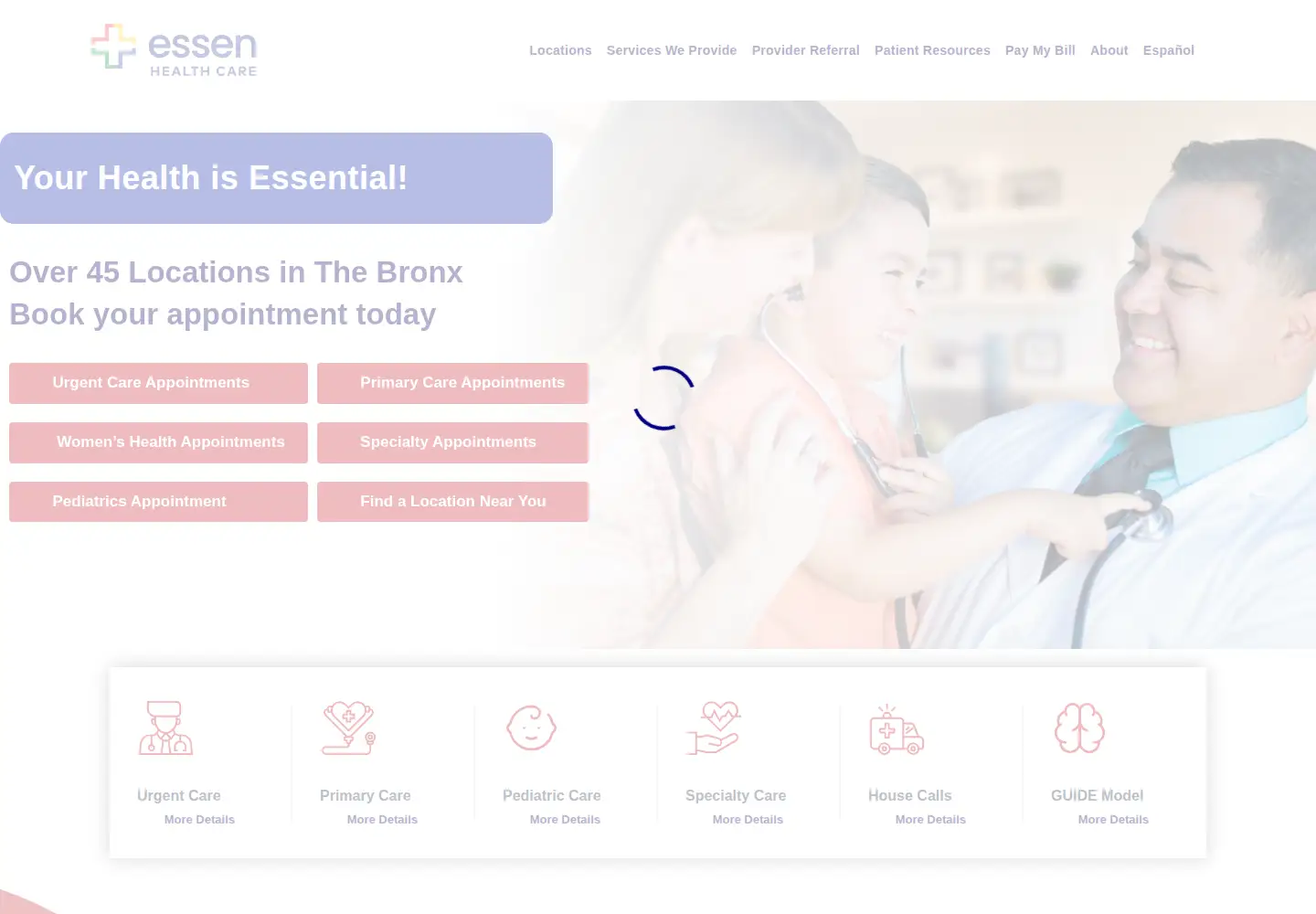 Captured homepage of essenhealthcare.com in the current scan