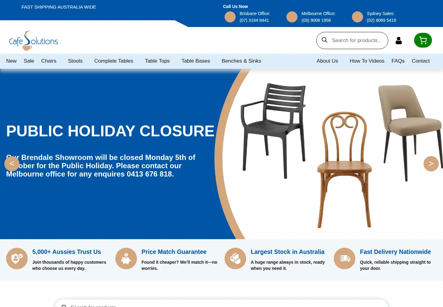Captured homepage of cafesolutions.com.au in the current scan