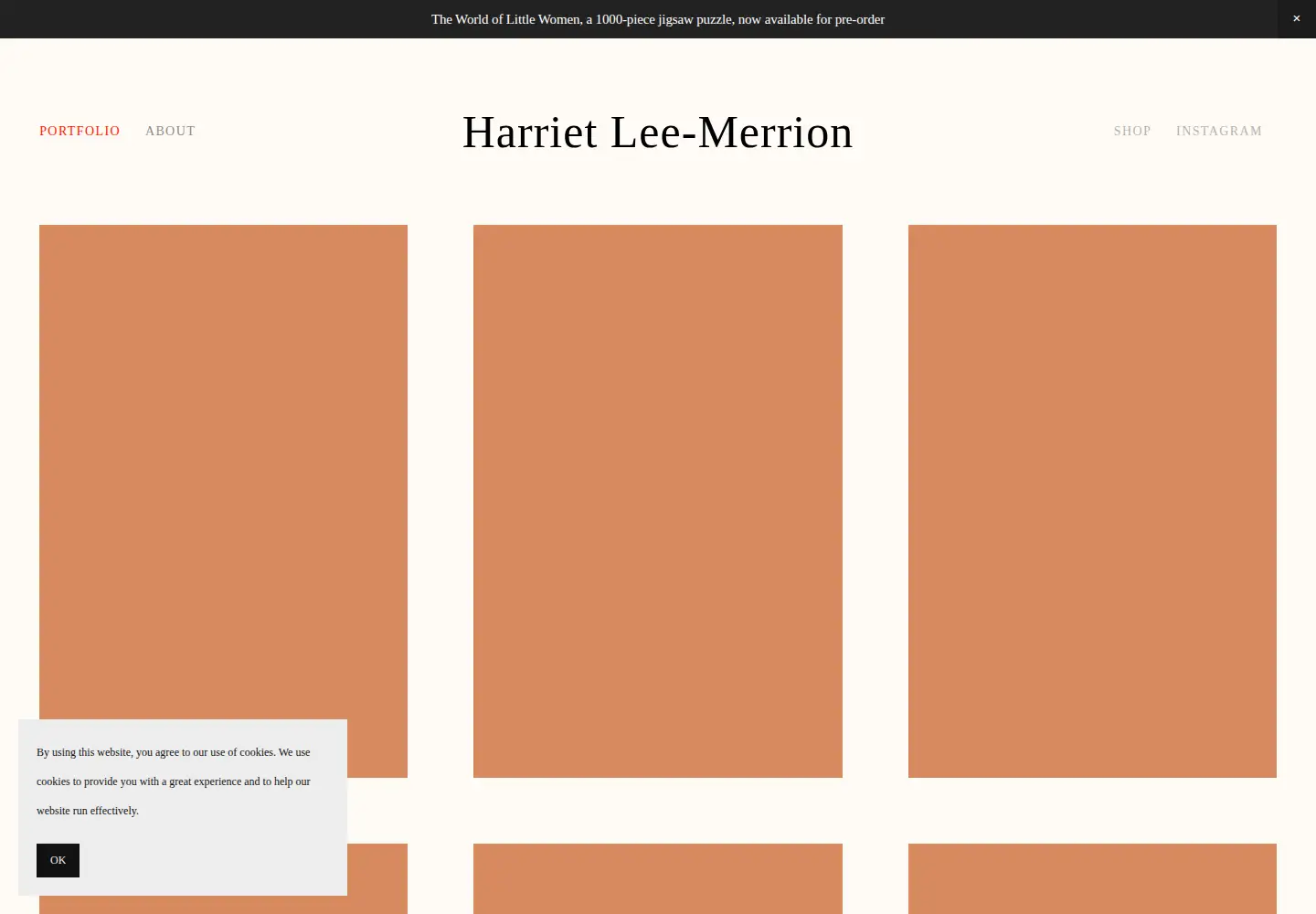 Captured homepage of harrietleemerrion.com in the current scan