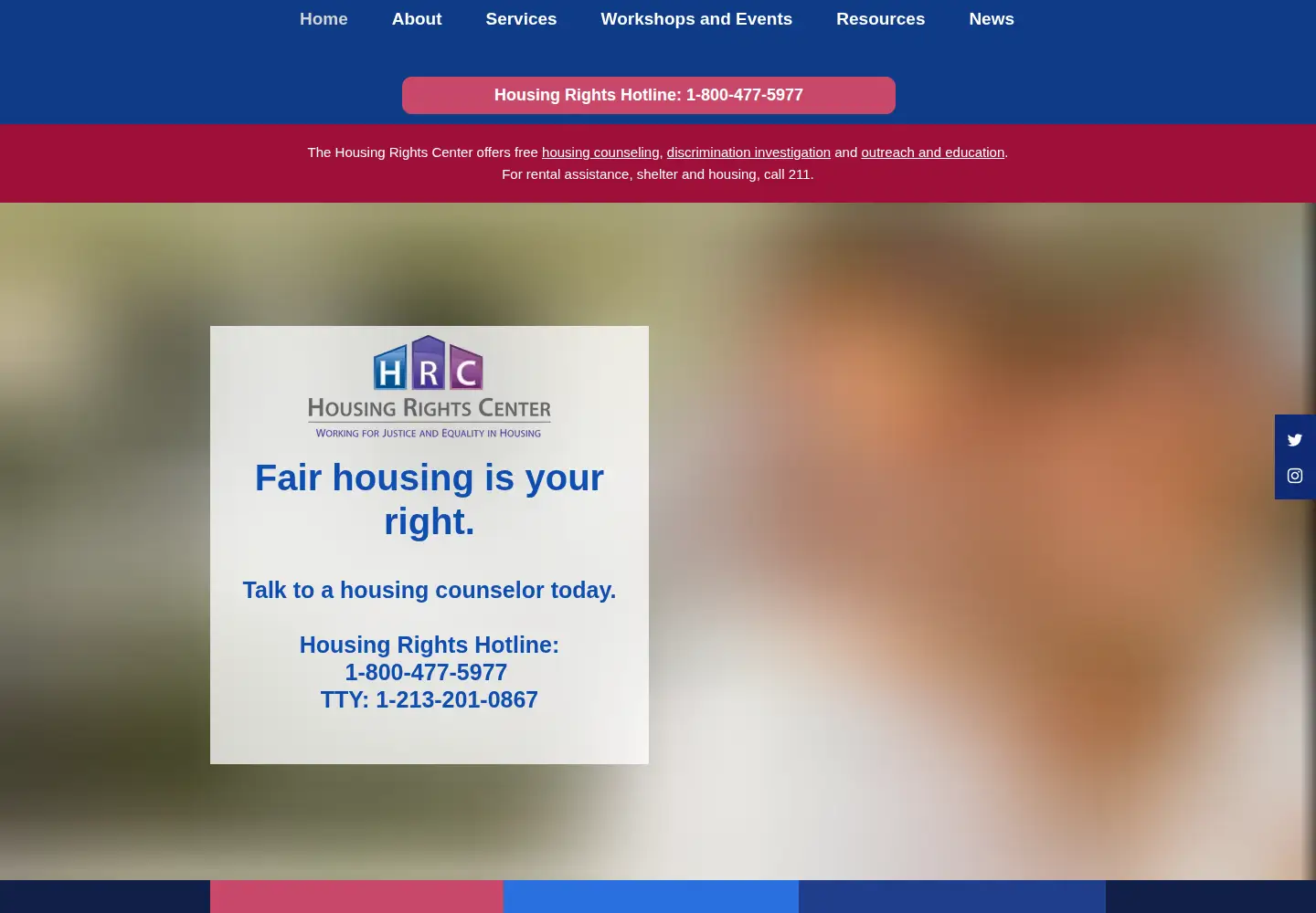 Captured homepage of housingrightscenter.org in the current scan