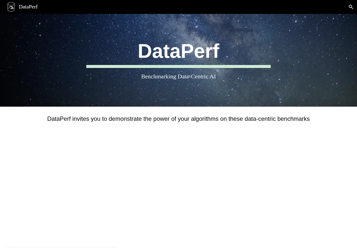 Screenshot of dataperf.org