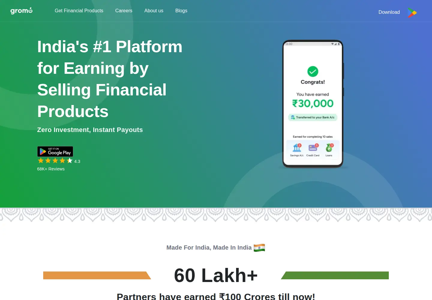 Screenshot of gromo.in