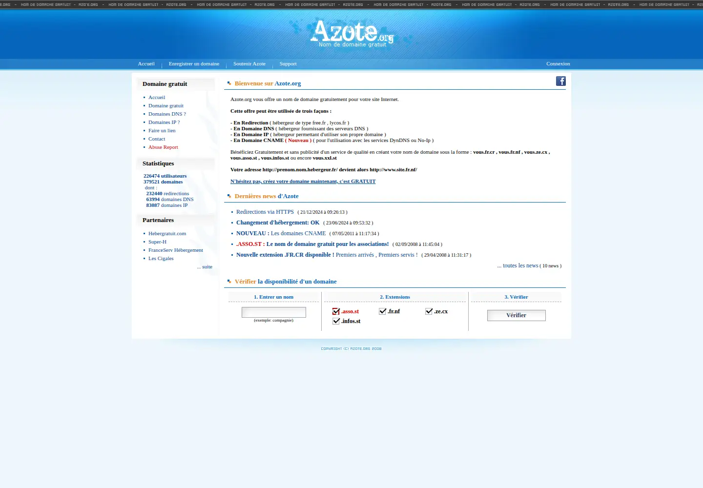 Captured homepage of azote.org in the current scan
