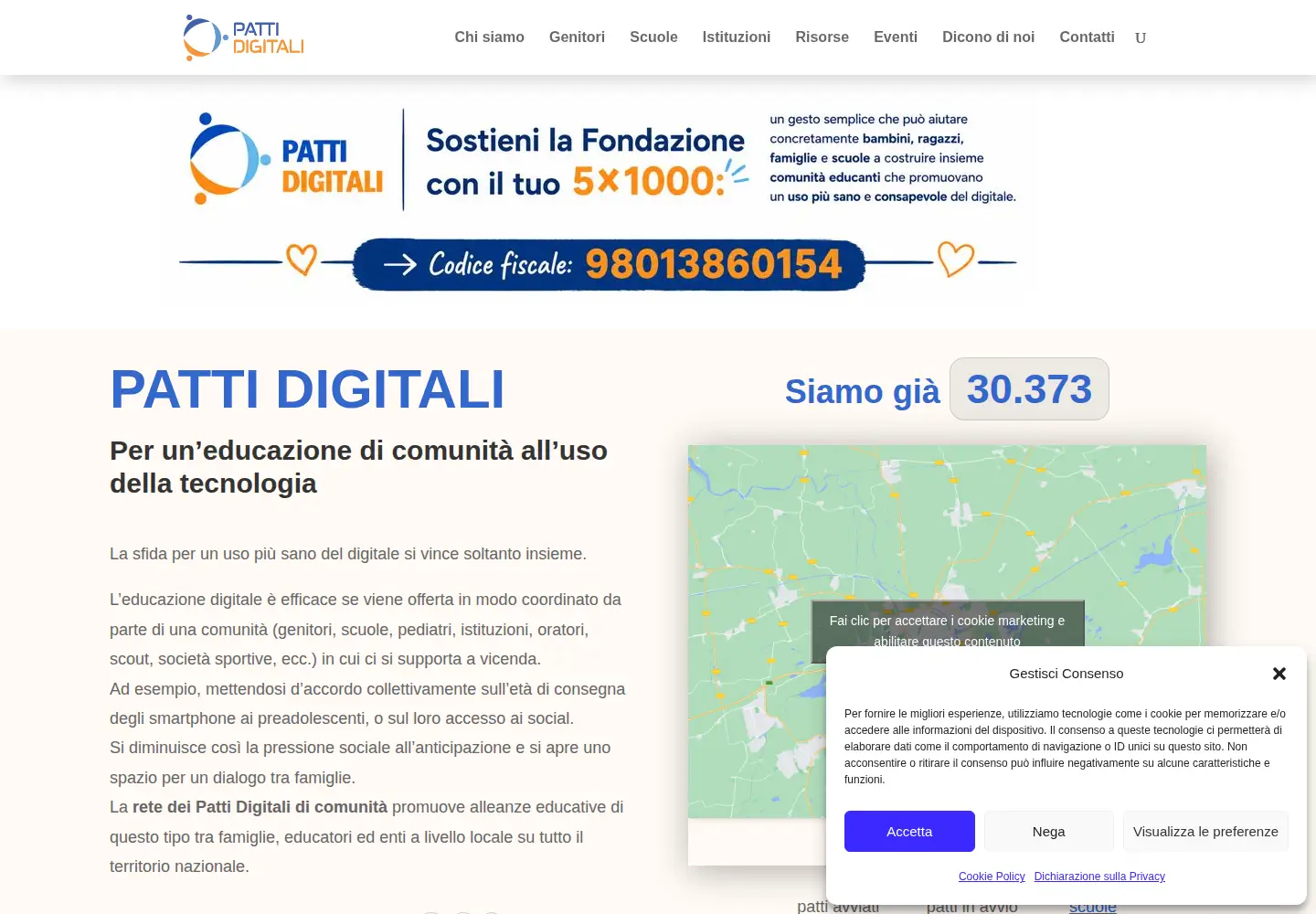Captured homepage of pattidigitali.it in the current scan